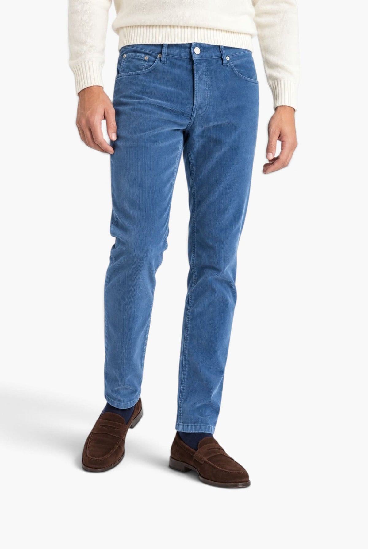 Pantaloni Velluto "Reggae" 5 Tasche Azzurro PT