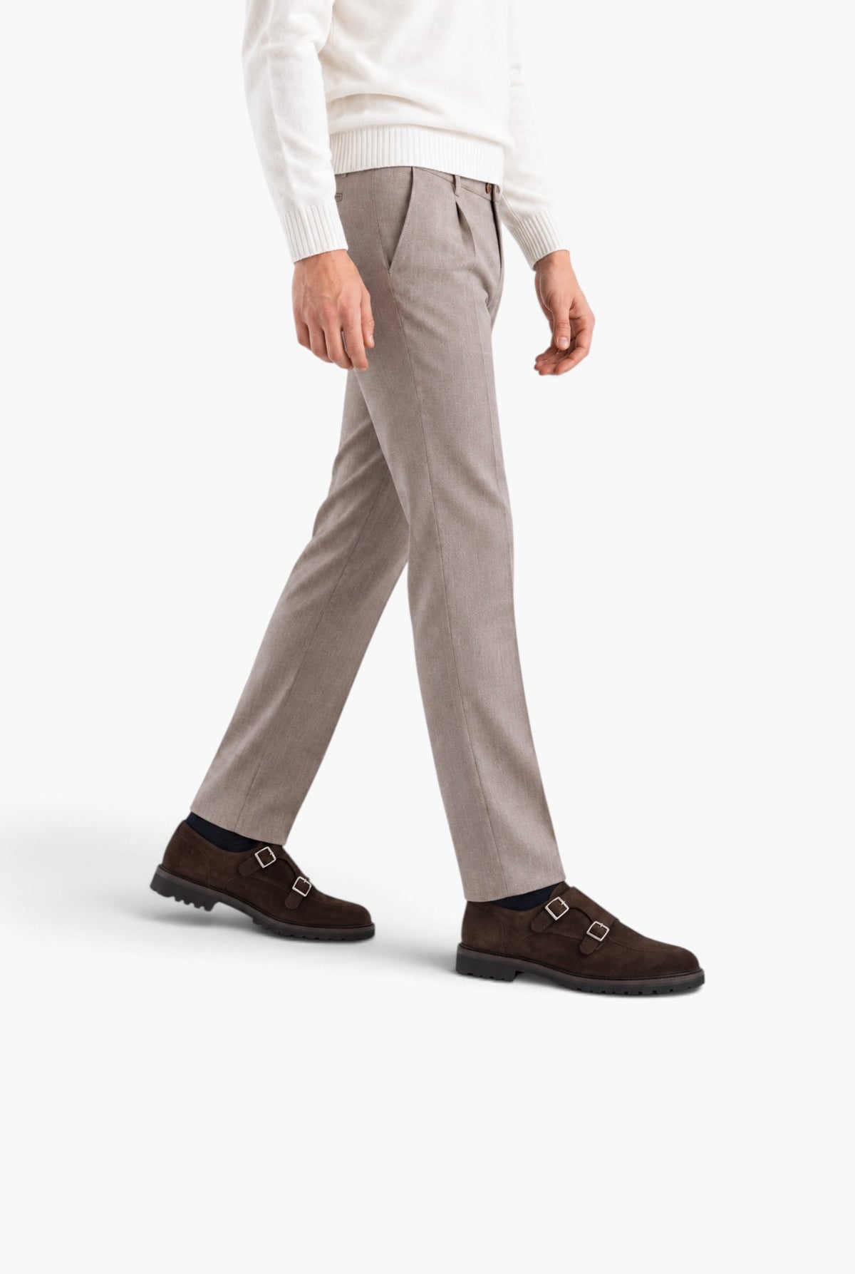 Pantaloni Spigati Lana Cashmere Seta Beige MYTHS