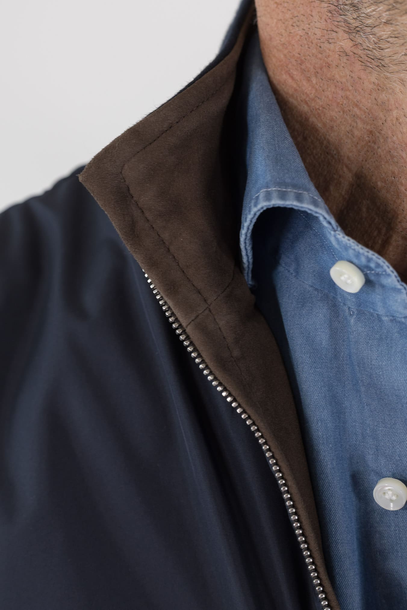 Gilet Reversibile Suede Nylon Moro/Blu - Guarino Store