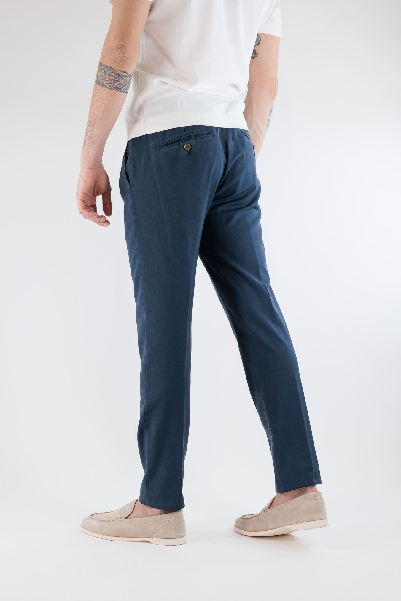 Pantaloni Vintage Wool Blu Medio