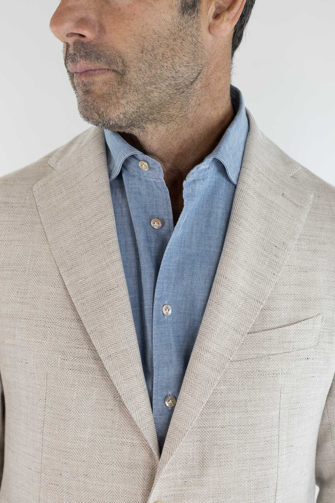 TAGLIATORE Giacca Spigata Lino Lana Beige