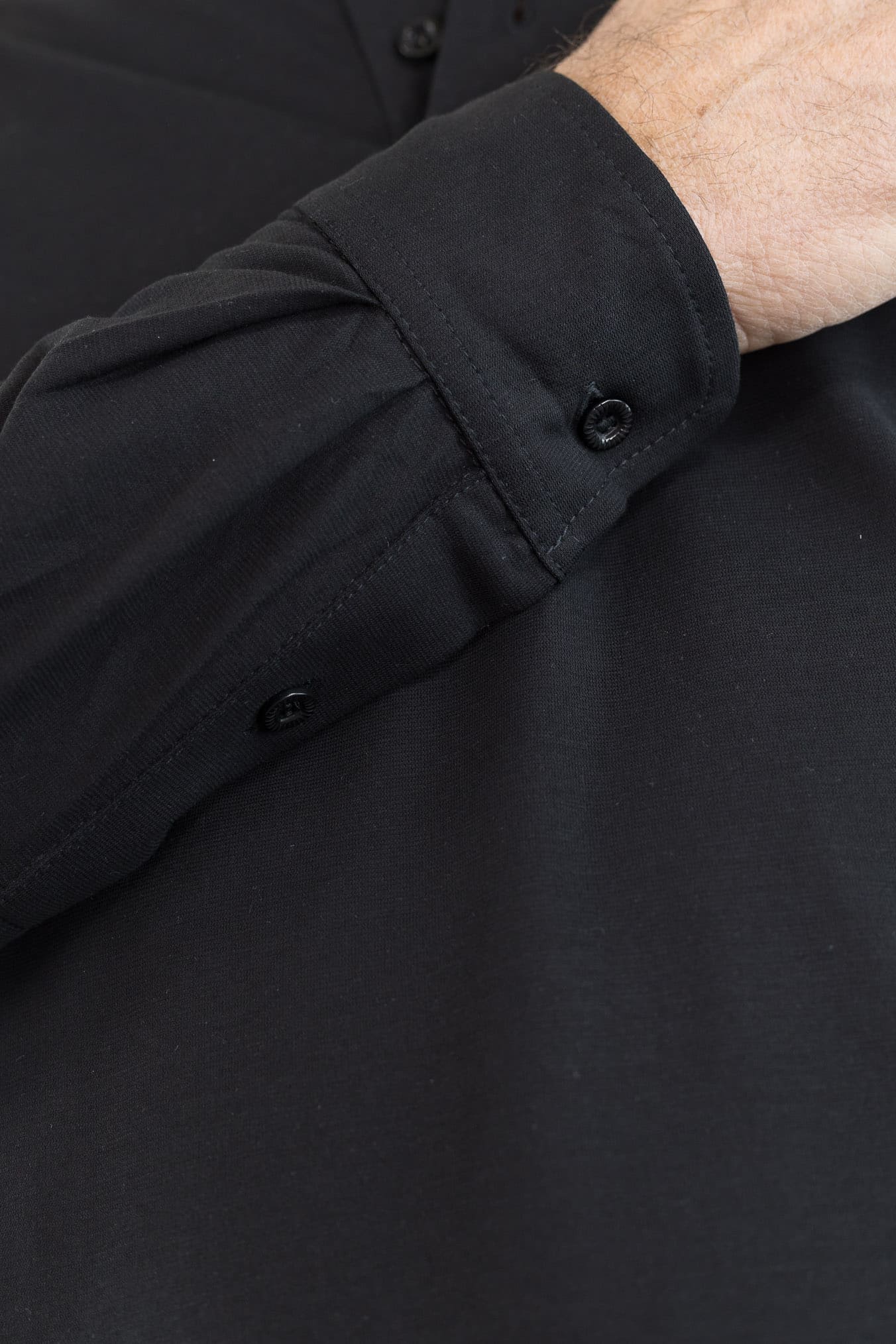 KIRED Polo Maniche Lunghe Cotone Crêpe Nero