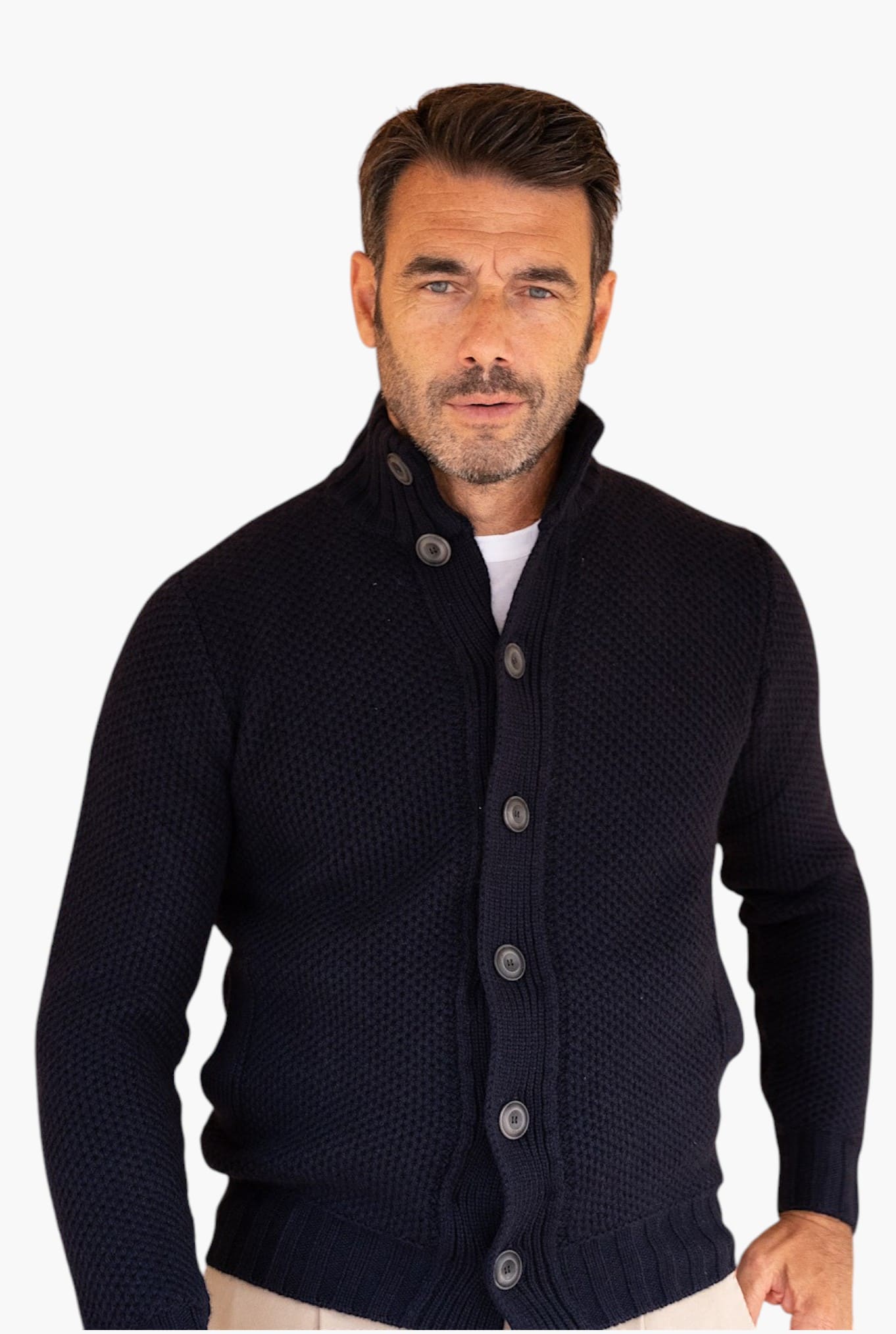 Guarino Giacca in maglia cashmere blu navy