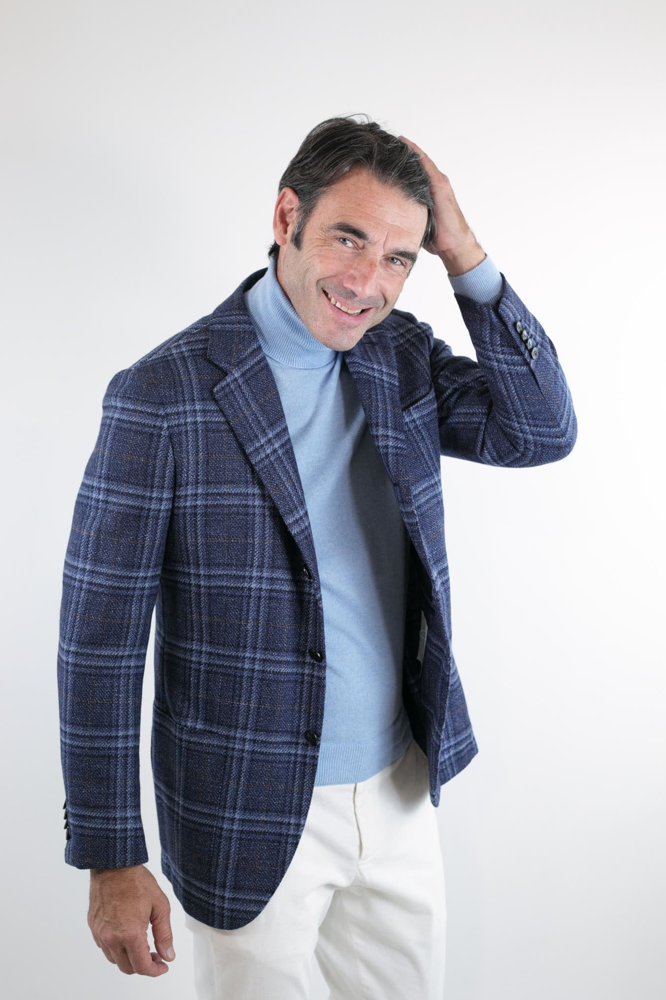 KITON Giacca Check Blu