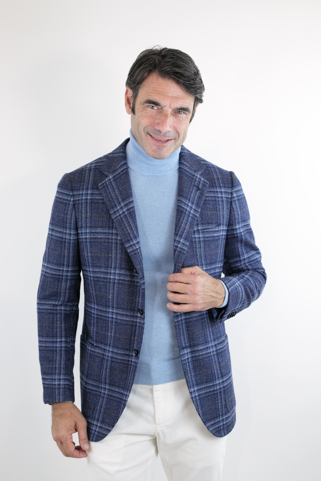 KITON Giacca Check Blu