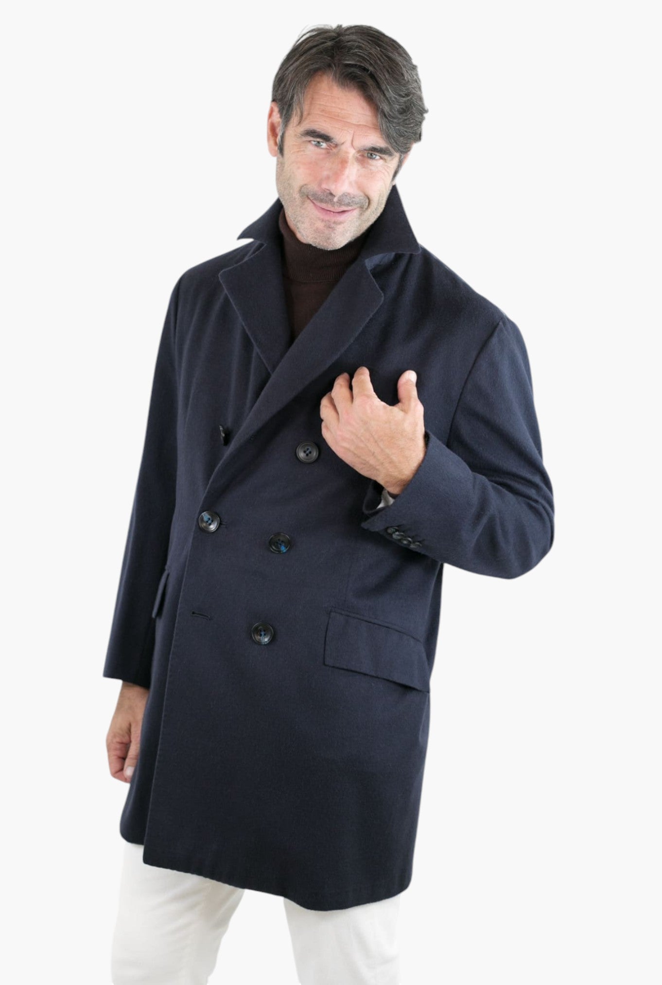 KITON Cappotto Doppiopetto Cashmere Blu Scuro