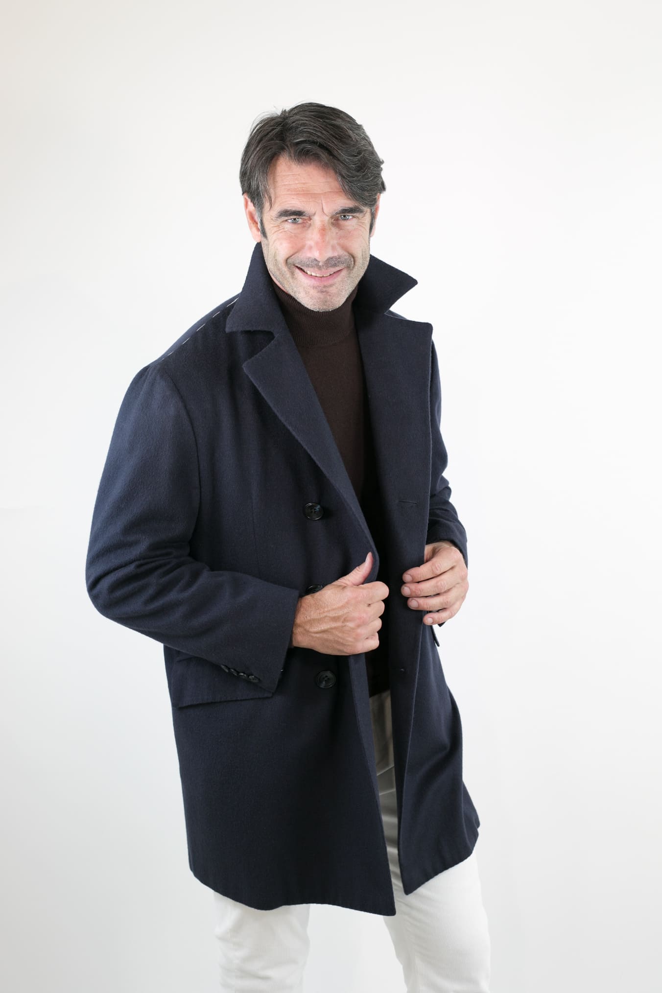 KITON Cappotto Doppiopetto Cashmere Blu Scuro