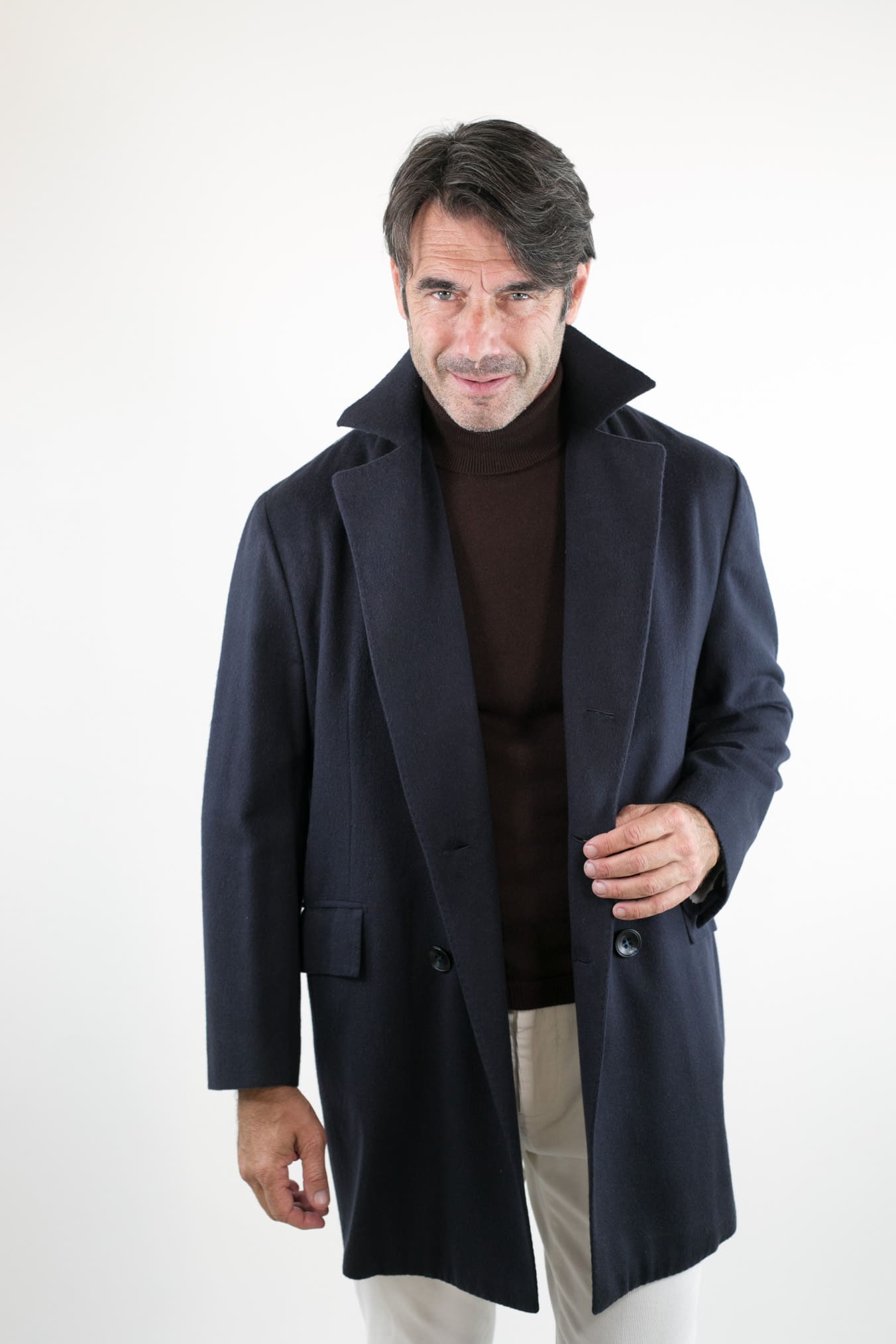 KITON Cappotto Doppiopetto Cashmere Blu Scuro