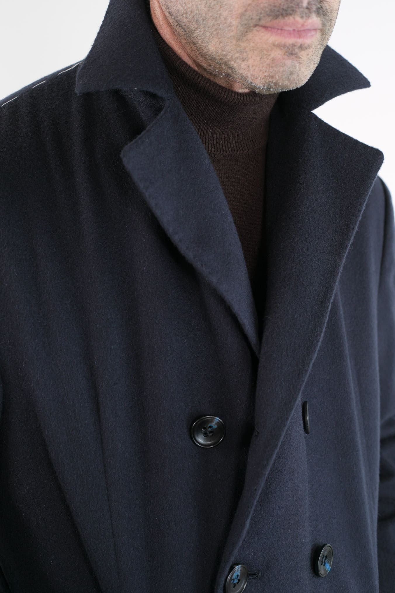 KITON Cappotto Doppiopetto Cashmere Blu Scuro