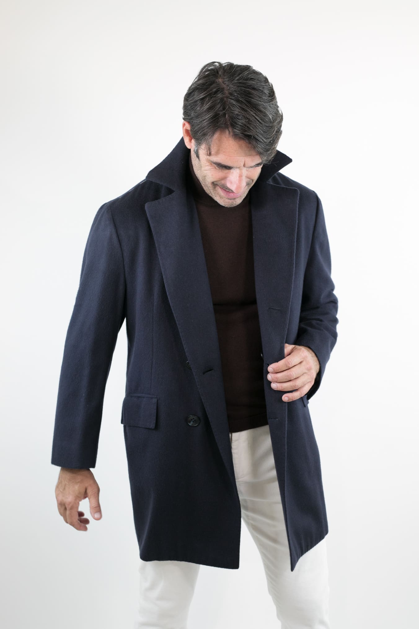 KITON Cappotto Doppiopetto Cashmere Blu Scuro