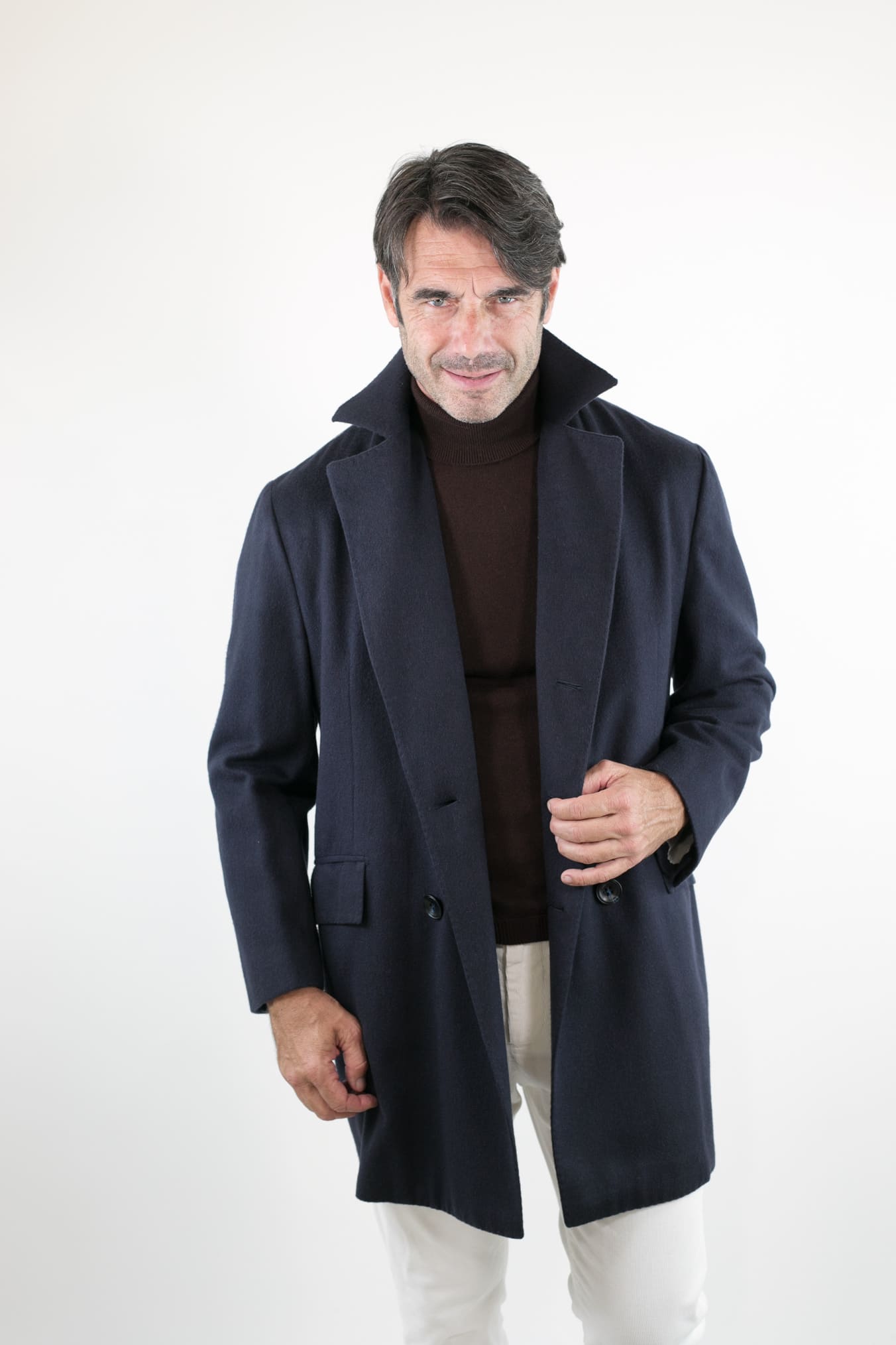 KITON Cappotto Doppiopetto Cashmere Blu Scuro