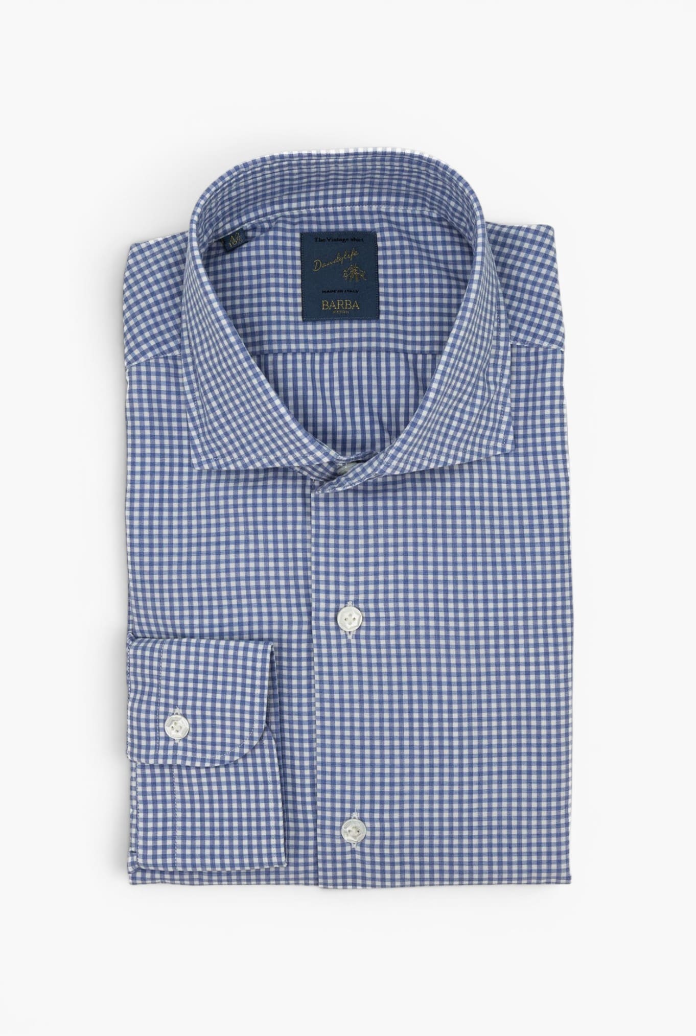 BARBA Camicia "Dandy Life" Cotone Quadretti Blu