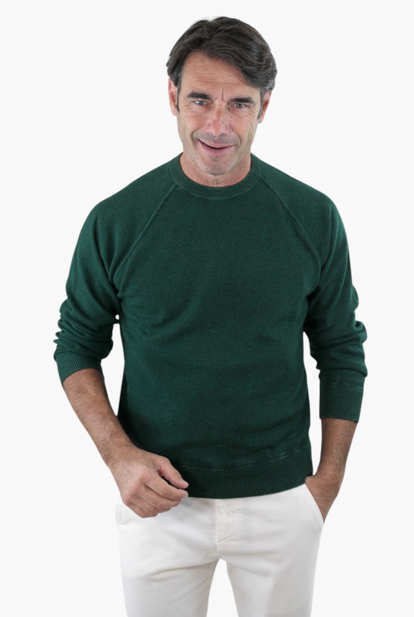 GUARINO Girocollo Raglan Cashmere Old Dyed Grigio Ferro