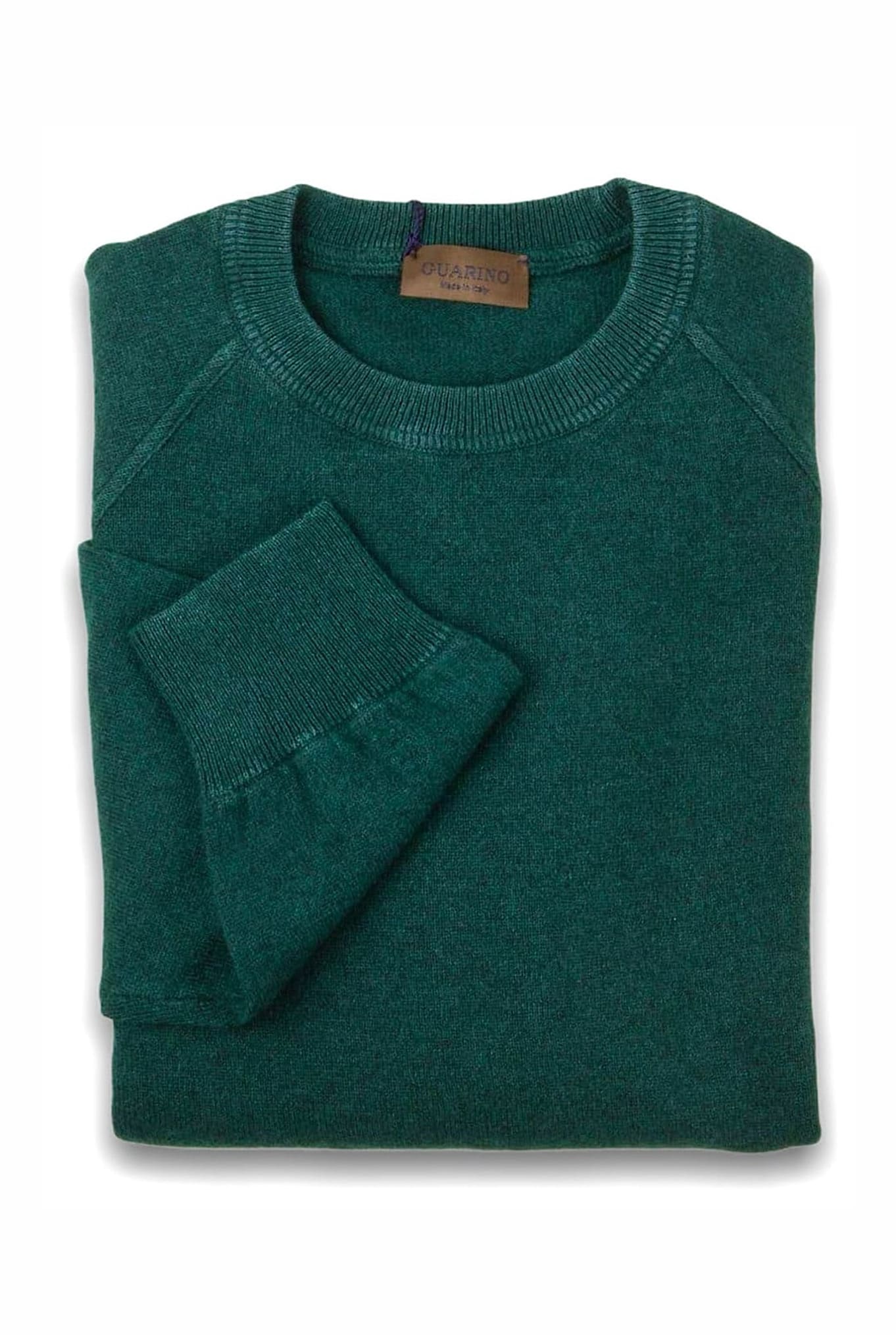 GUARINO Girocollo Raglan Cashmere Old Dyed Verde Loden