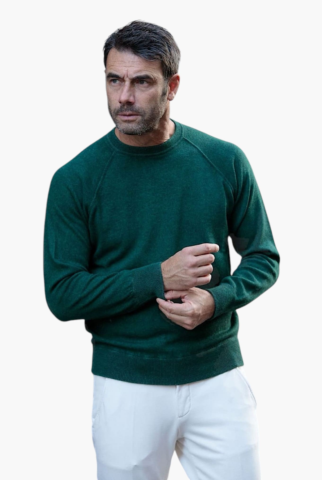 GUARINO Girocollo Raglan Cashmere Old Dyed Verde Loden