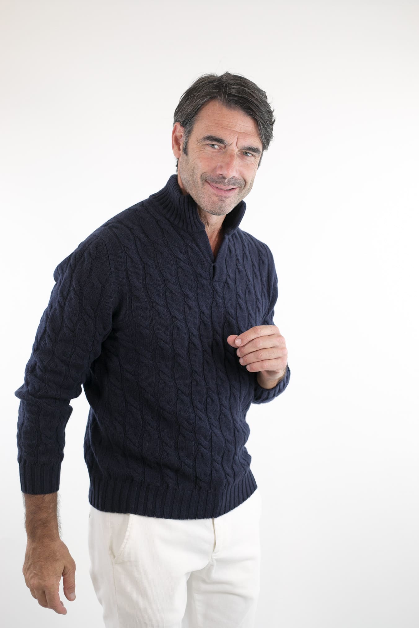 GUARINO Girocollo Superlight Cashmere e Seta Pettinato Blu Salvia