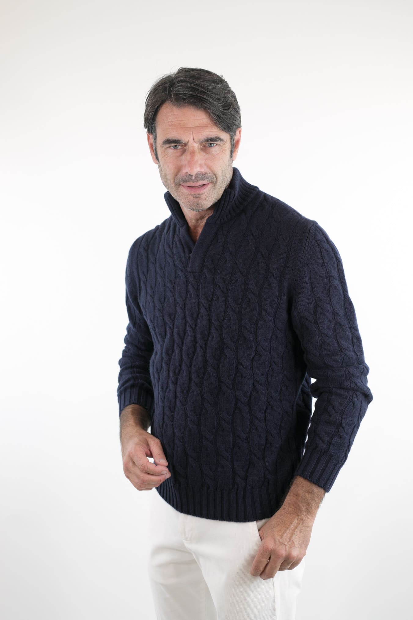 GUARINO Girocollo Superlight Cashmere e Seta Pettinato Blu Salvia