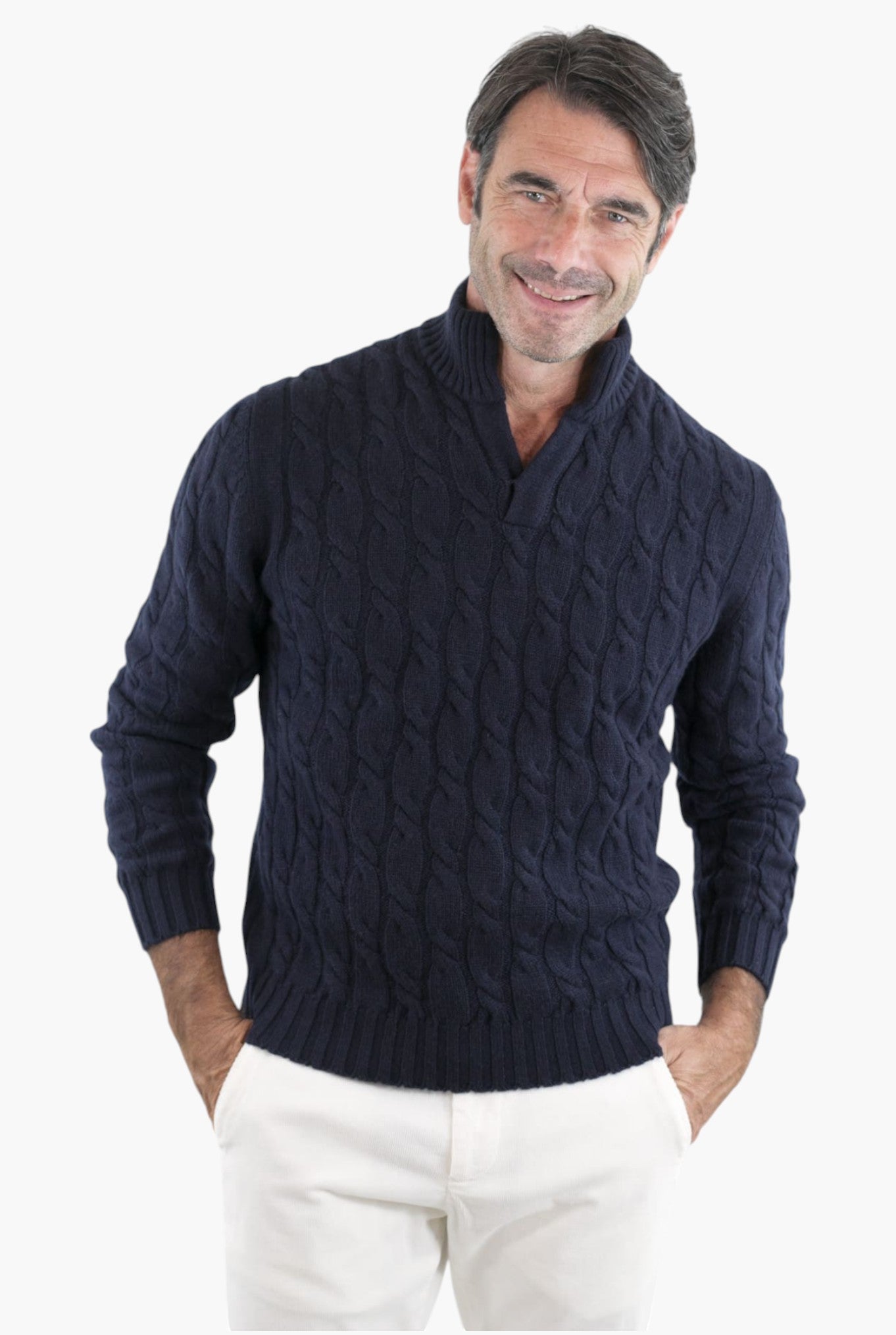 GUARINO Girocollo Superlight Cashmere e Seta Pettinato Blu Salvia