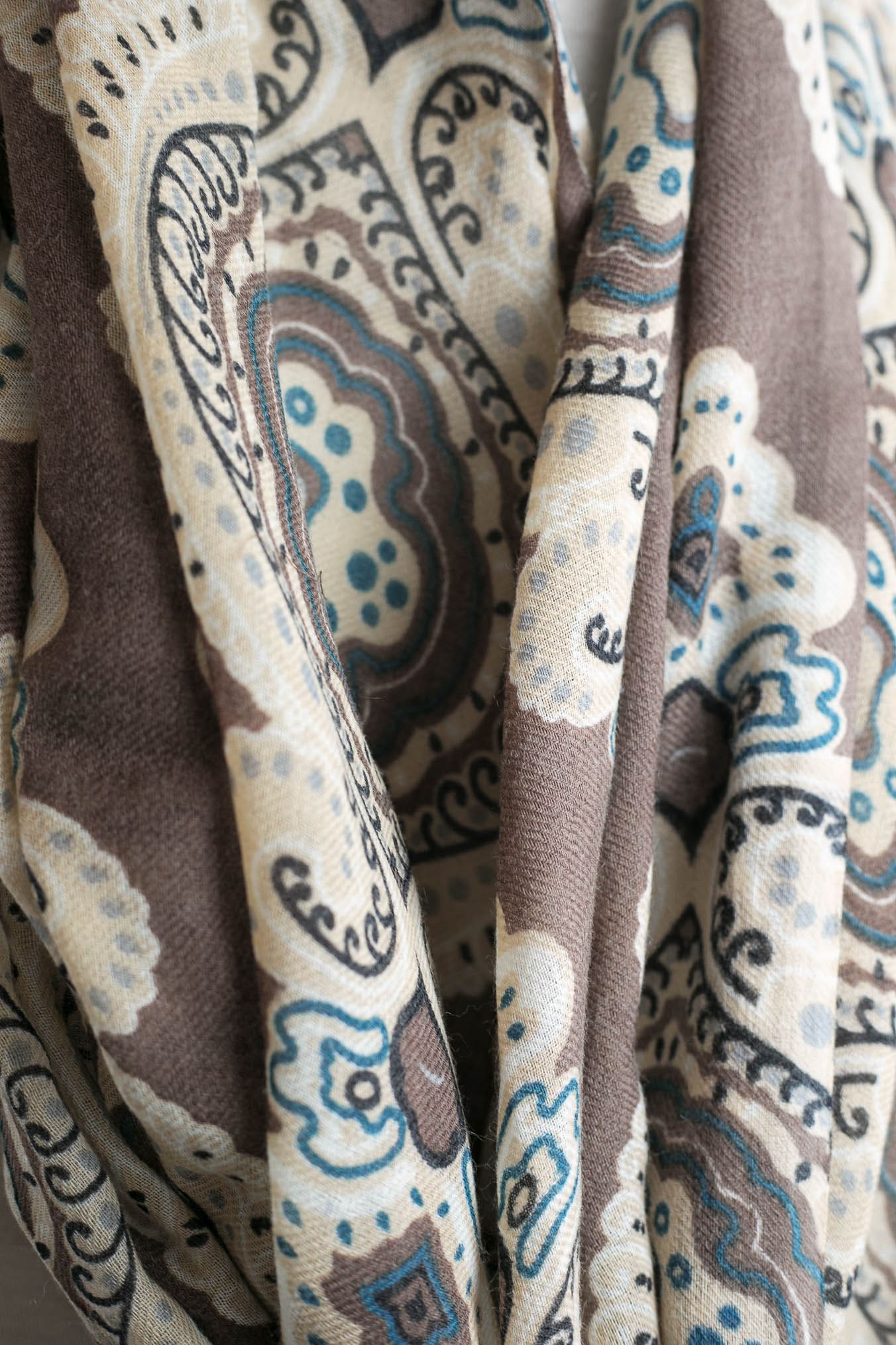 Brown and Beige Wool Pattern Scarf