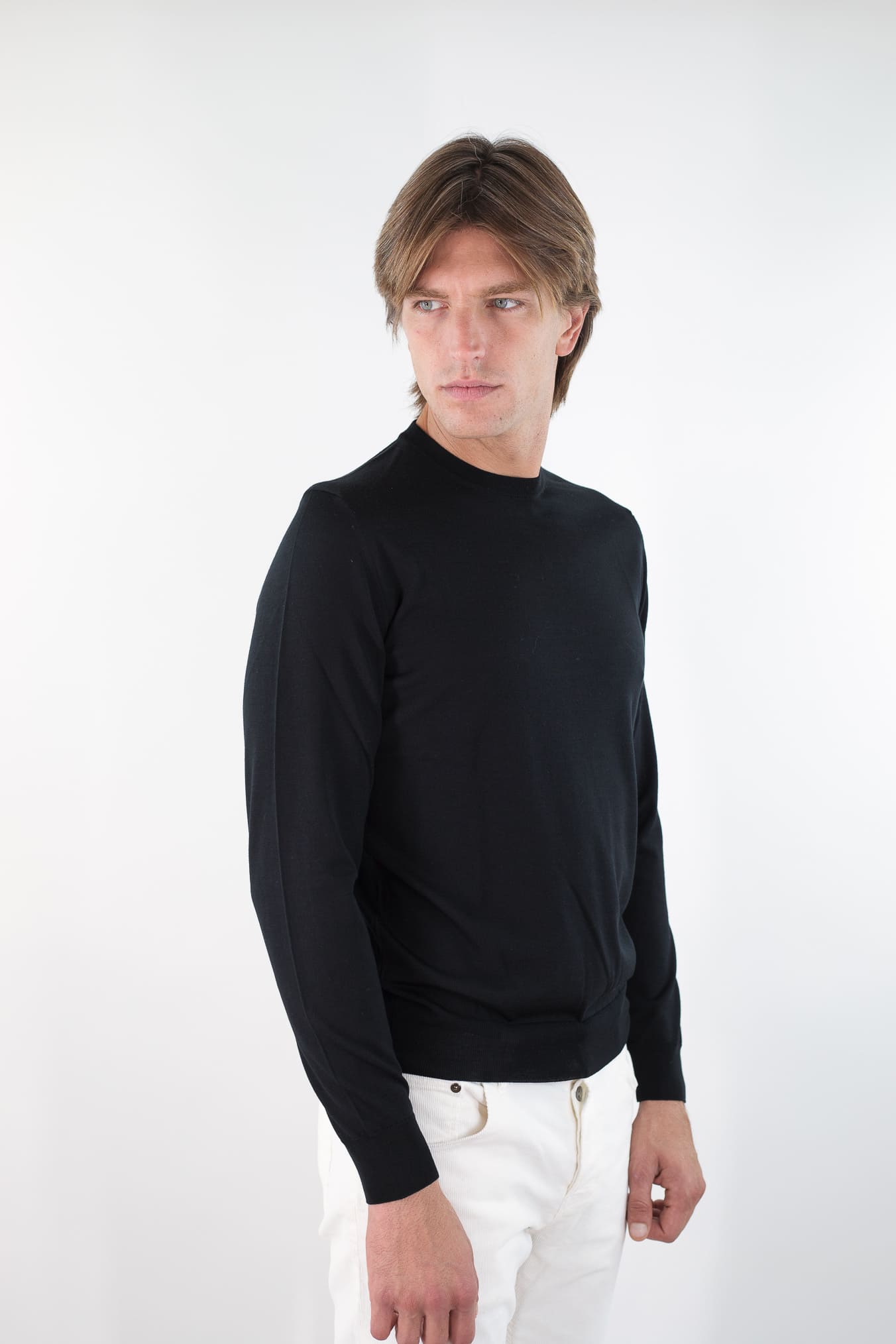 DRUMOHR Maglia Girocollo Lana Merinos Extrafine Nero