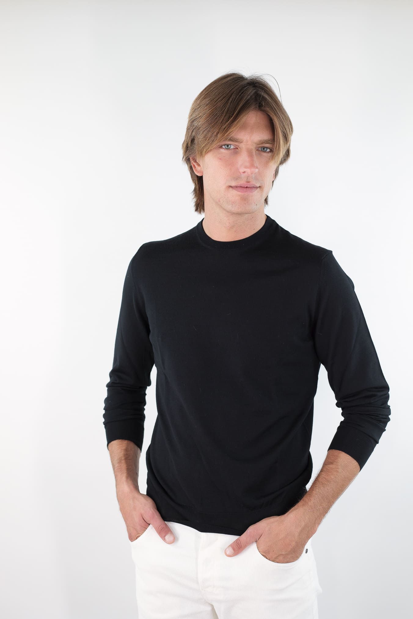 DRUMOHR Maglia Girocollo Lana Merinos Extrafine Nero