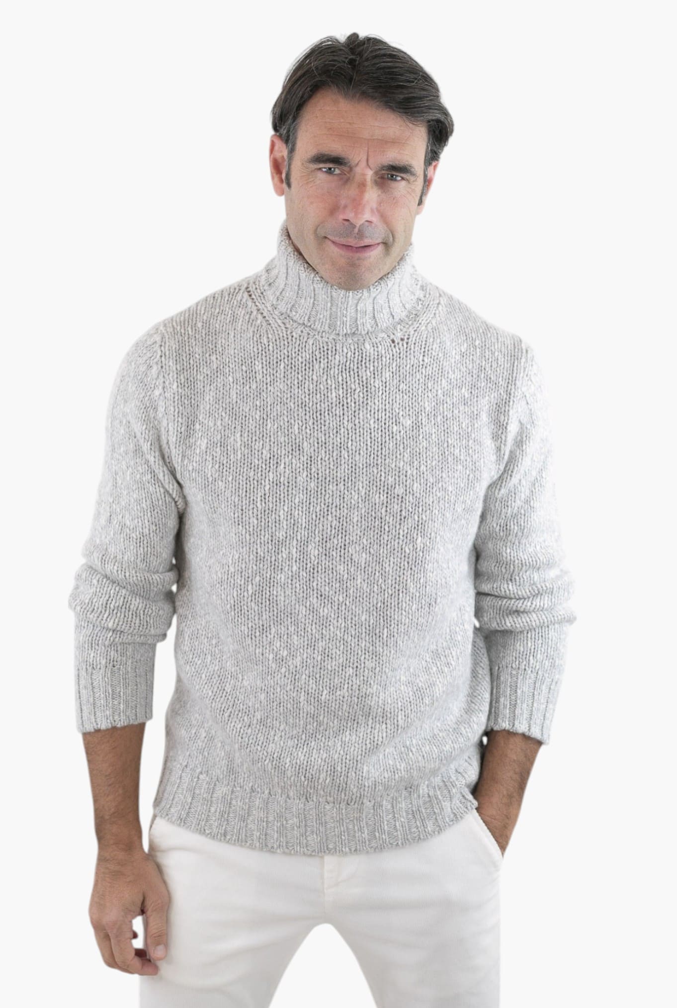 Girocollo 6 Fili Cashmere Grigio Chiaro Mélange