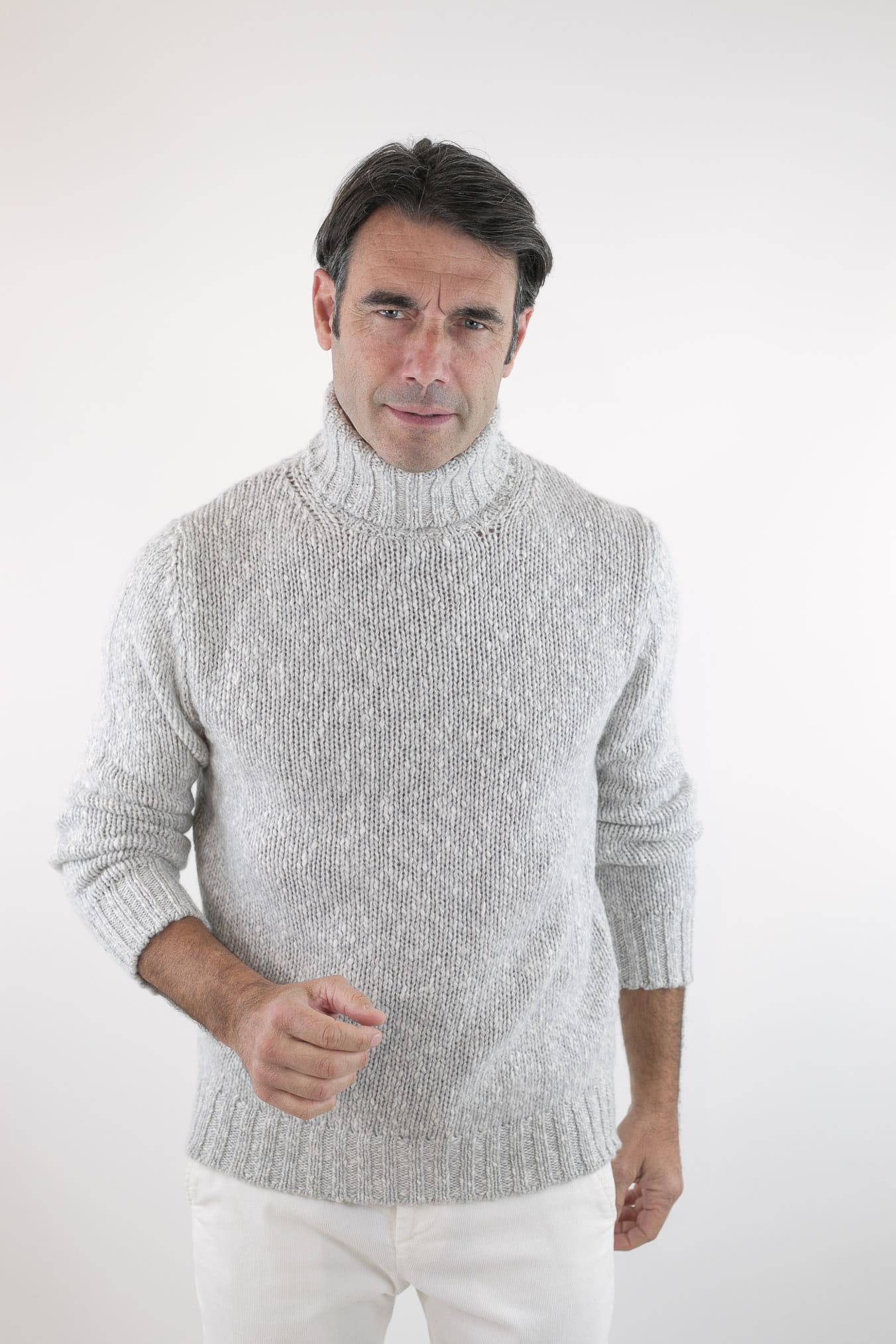 Girocollo 6 Fili Cashmere Grigio Chiaro Mélange