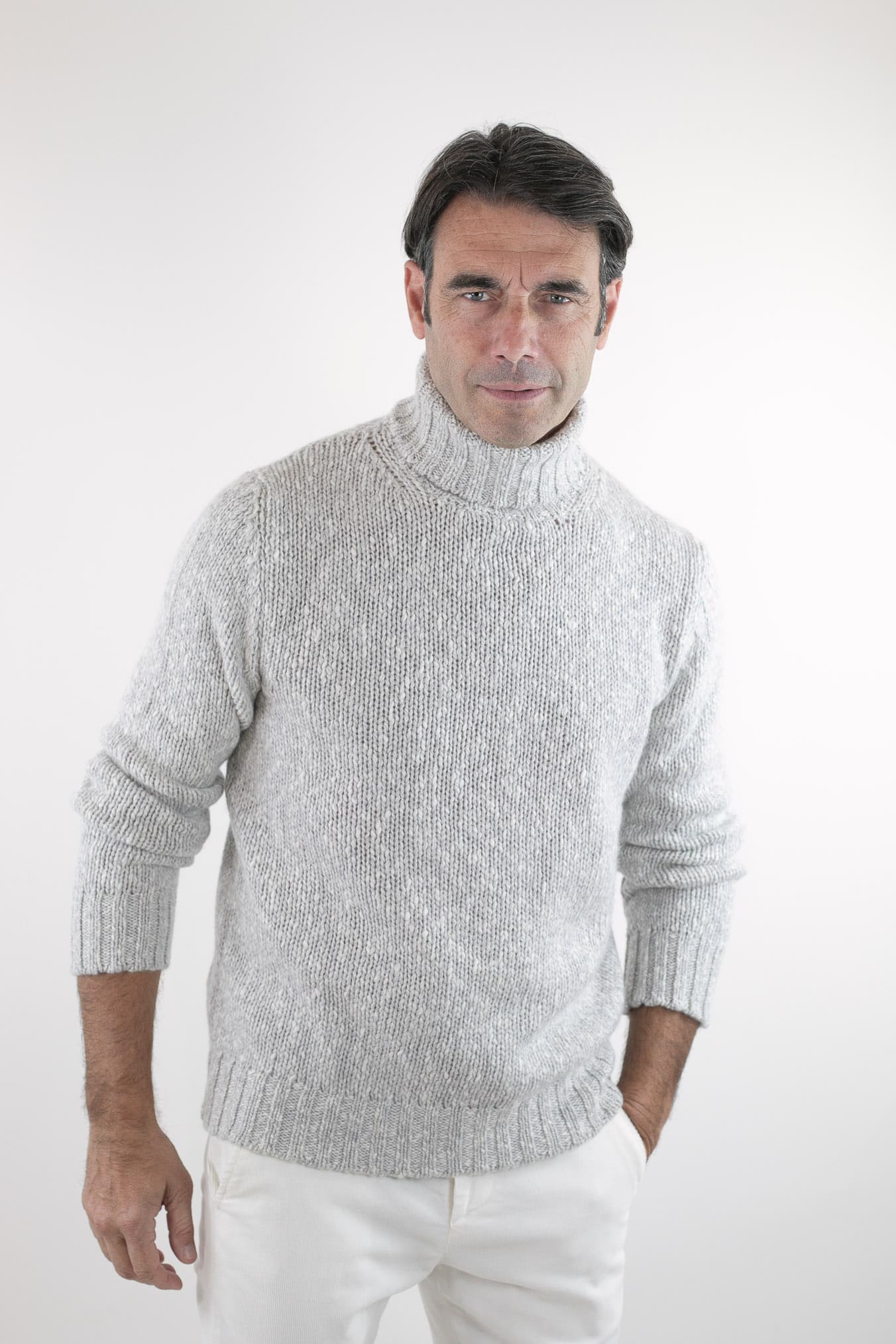 Girocollo 6 Fili Cashmere Grigio Chiaro Mélange