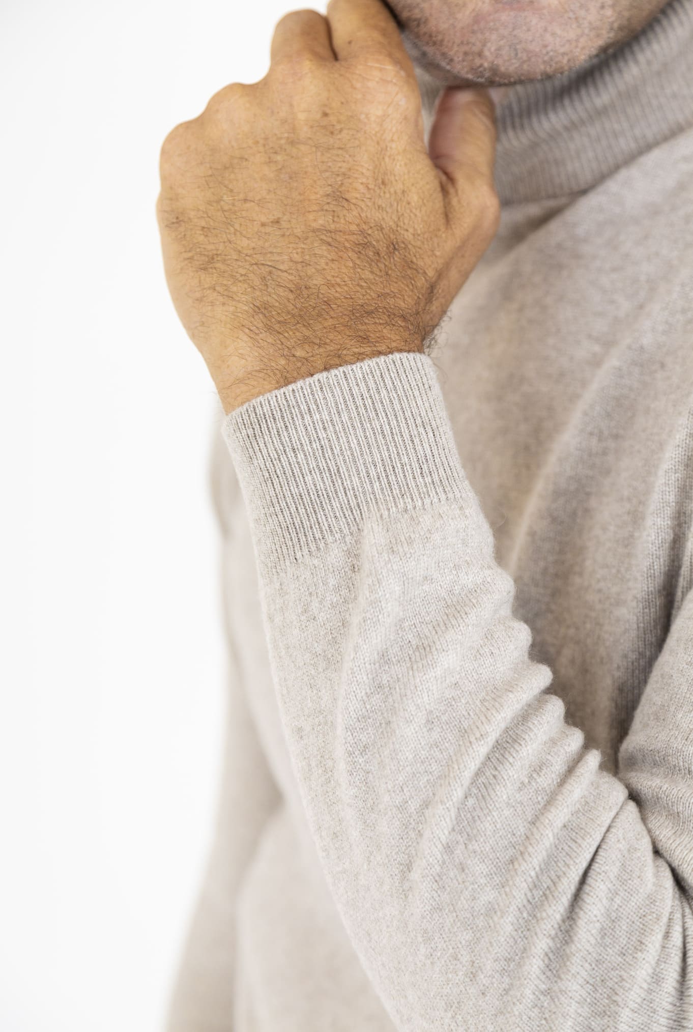 Beige Wool and Cashmere Turtleneck