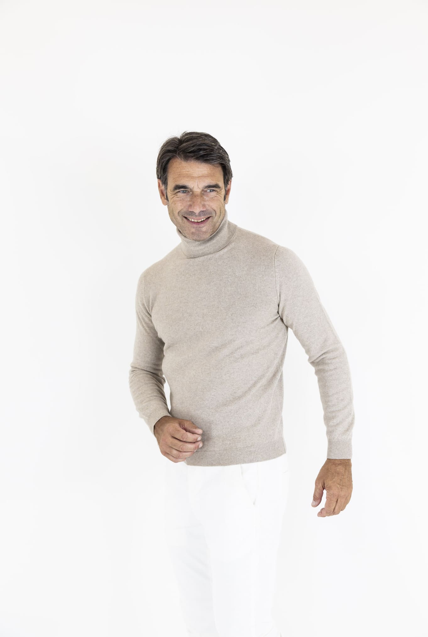 Beige Wool and Cashmere Turtleneck