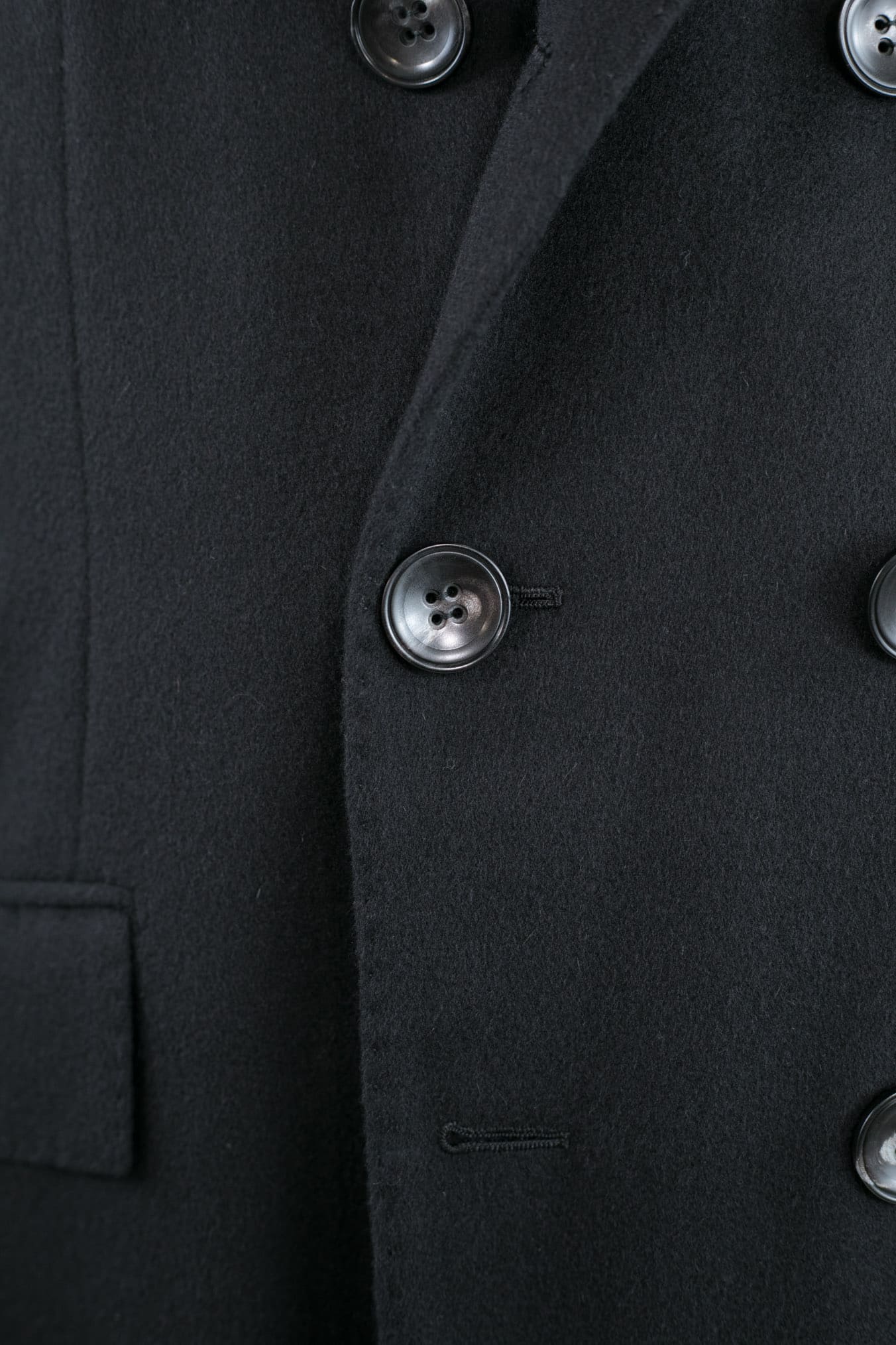 KITON Black Cashmere Double-Breasted Coat