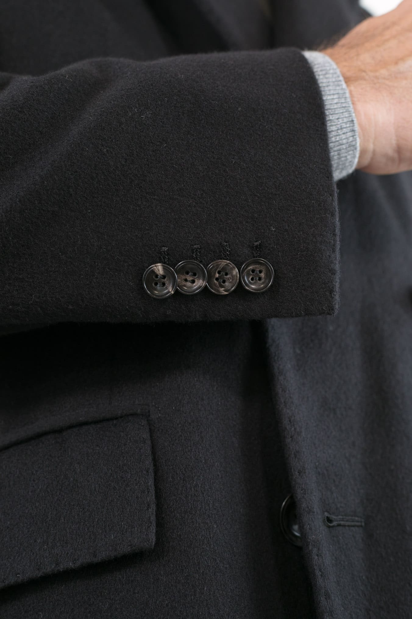 KITON Black Cashmere Double-Breasted Coat