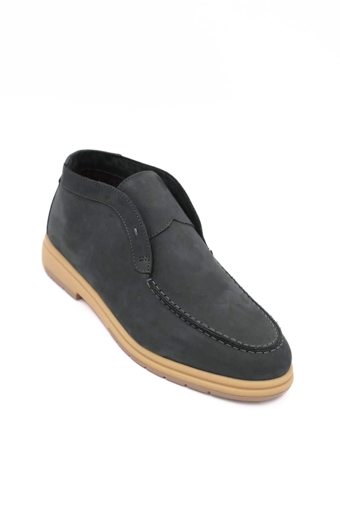 Slip On Nubuck Petrol Blue Ankle Boots