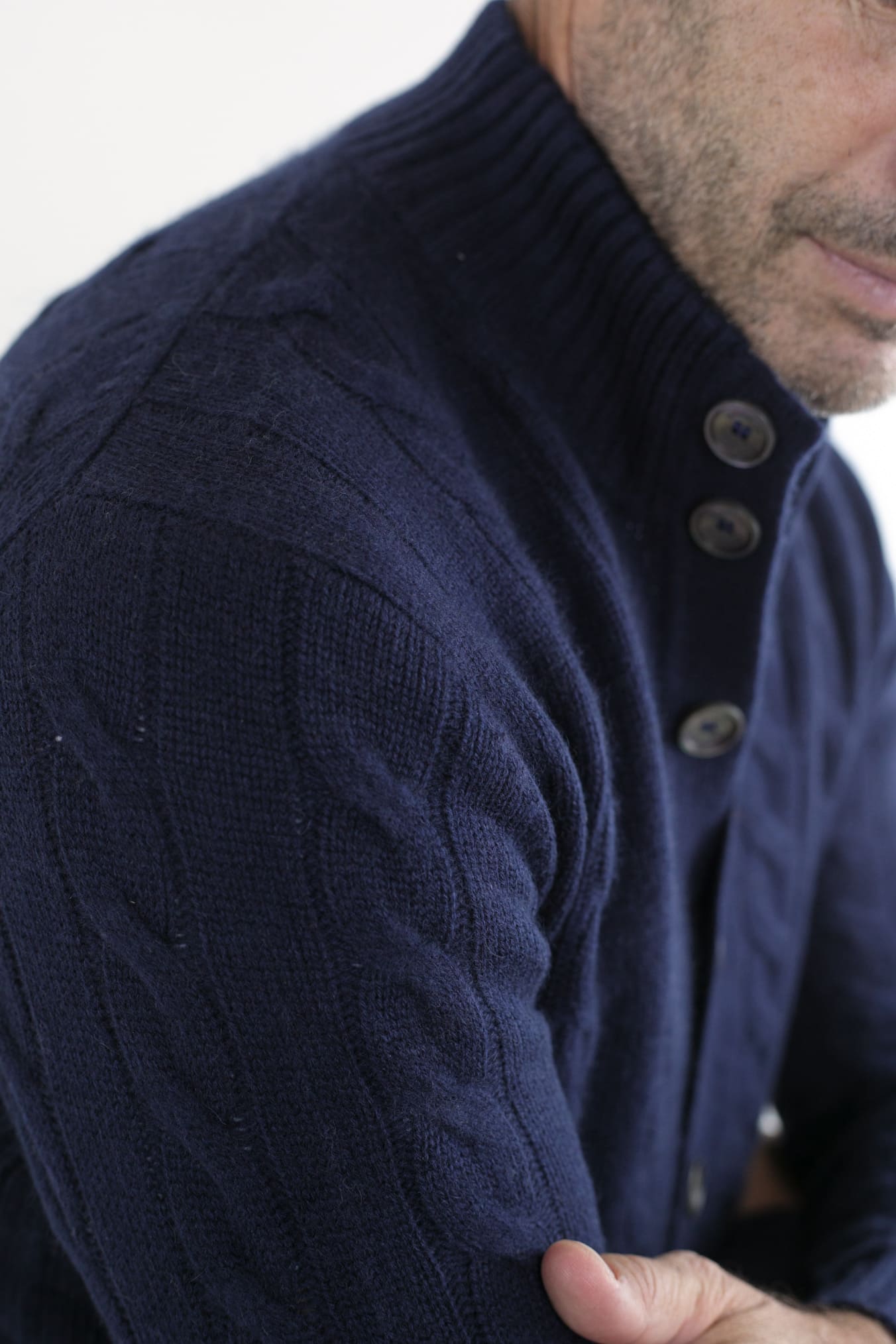 Navy Blue Cashmere Cable Knit Cardigan