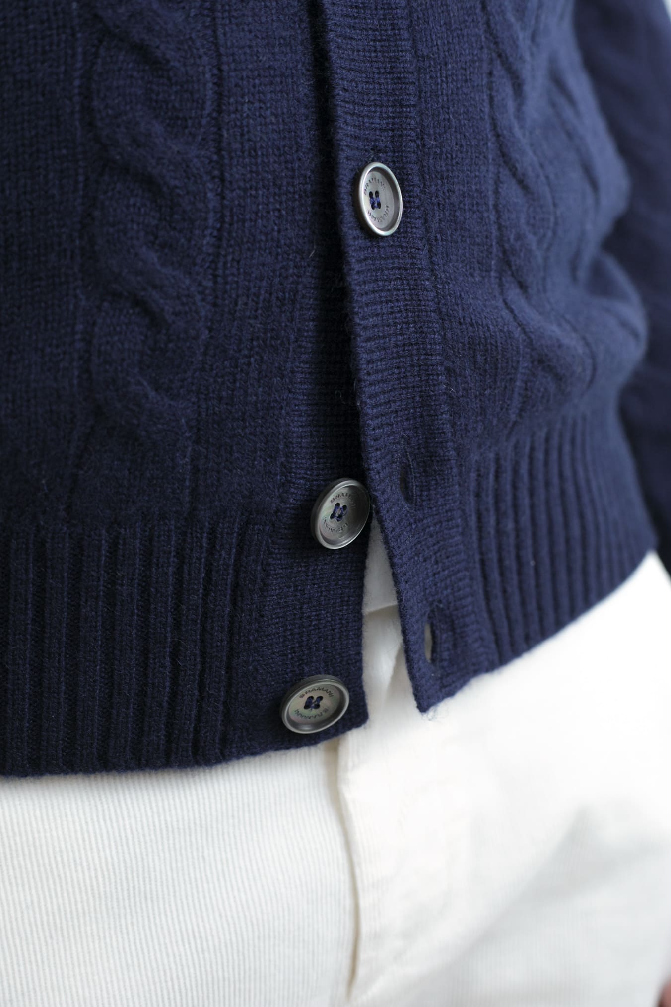 Navy Blue Cashmere Cable Knit Cardigan