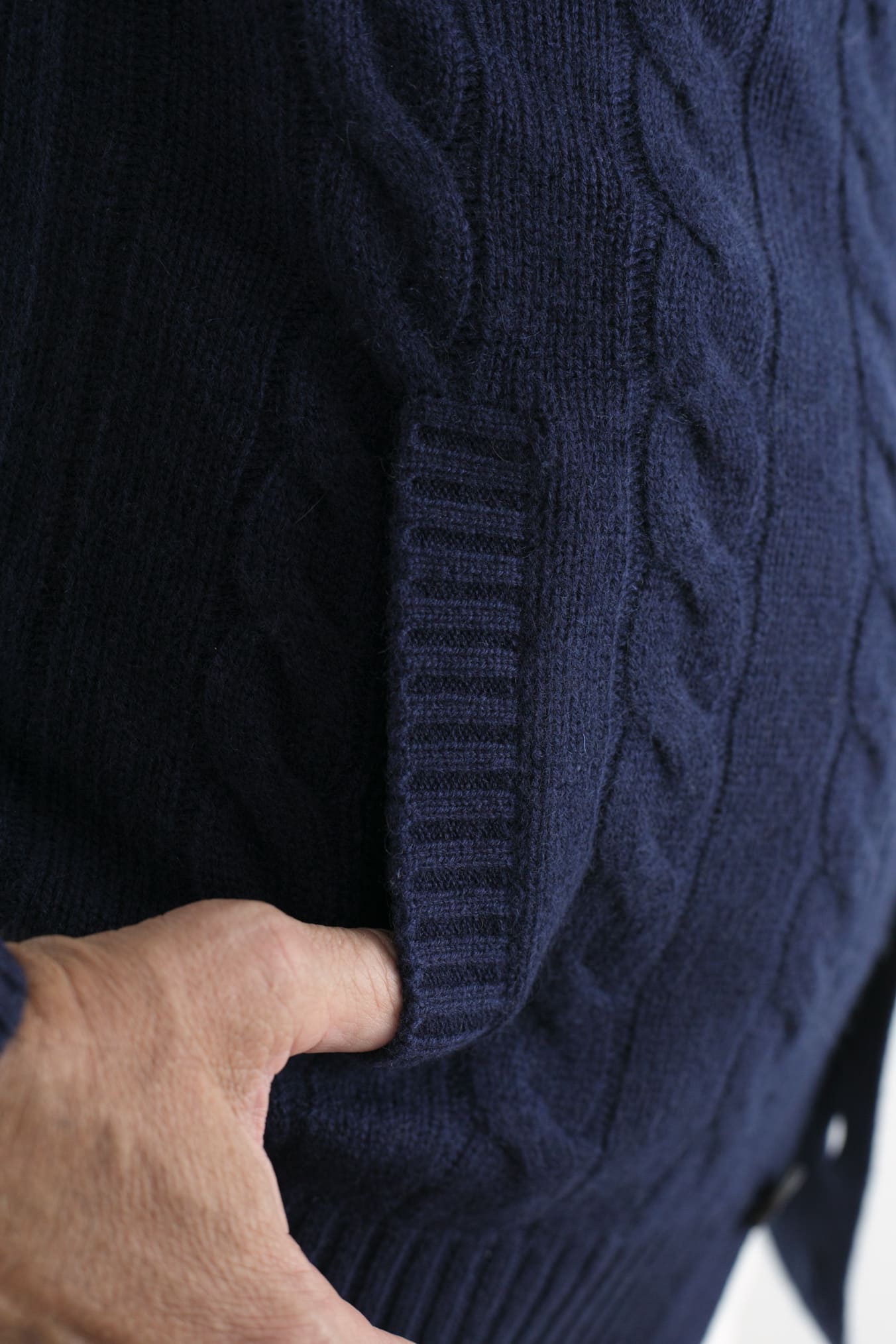 Navy Blue Cashmere Cable Knit Cardigan