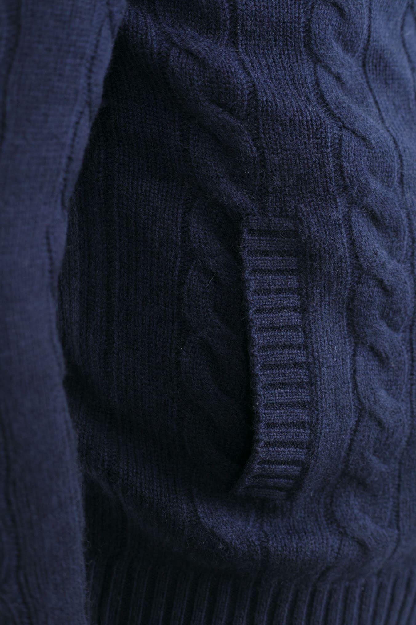 Navy Blue Cashmere Cable Knit Cardigan