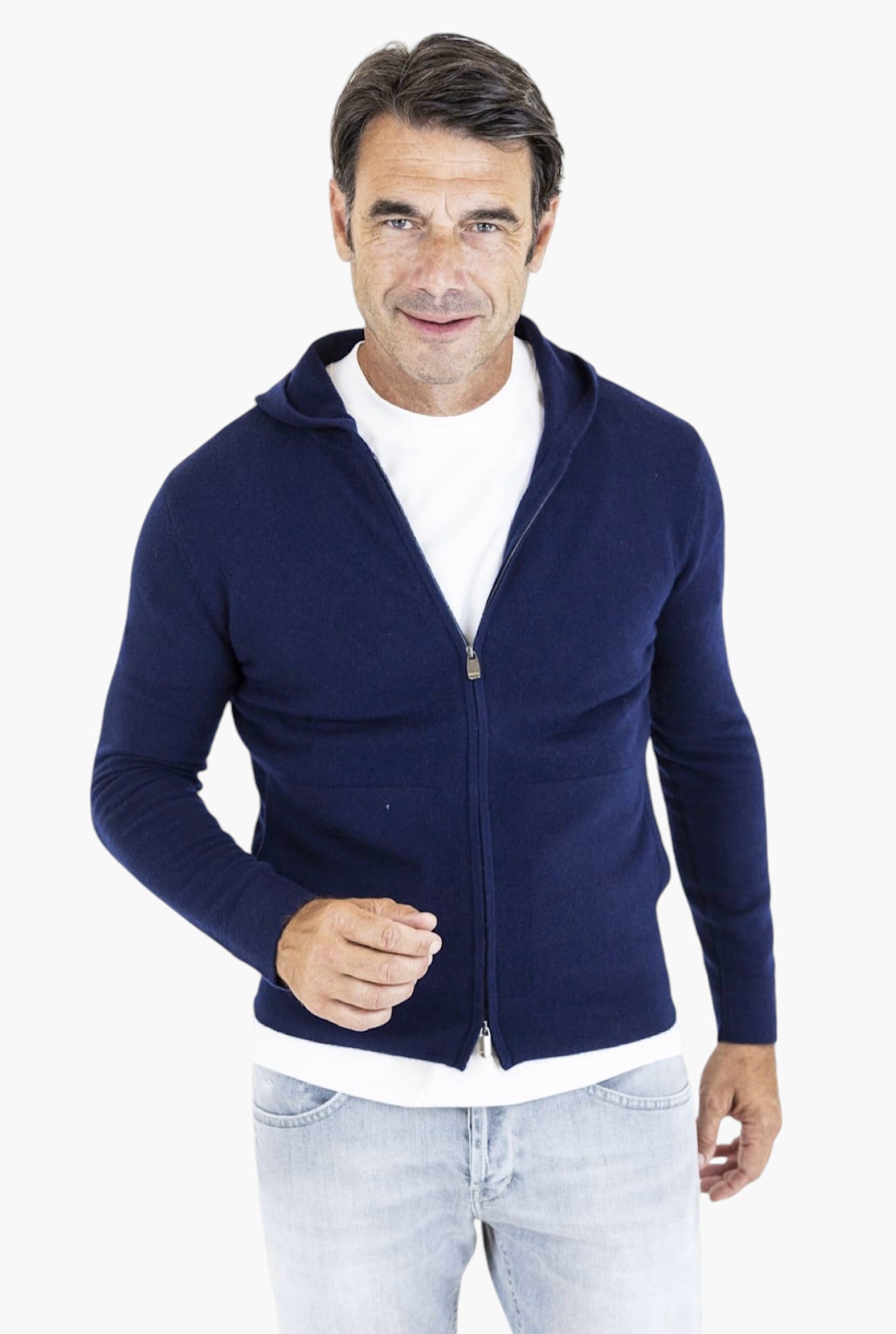 BRAMANI Felpa Cappuccio Cashmere Blu Navy