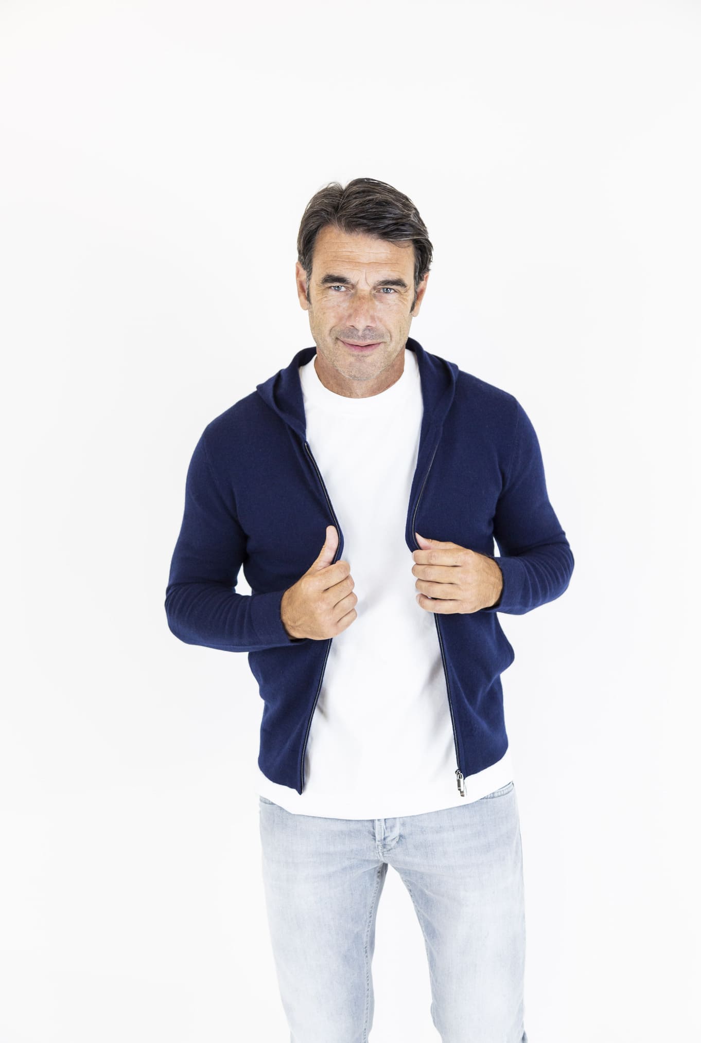 BRAMANI Felpa Cappuccio Cashmere Blu Navy