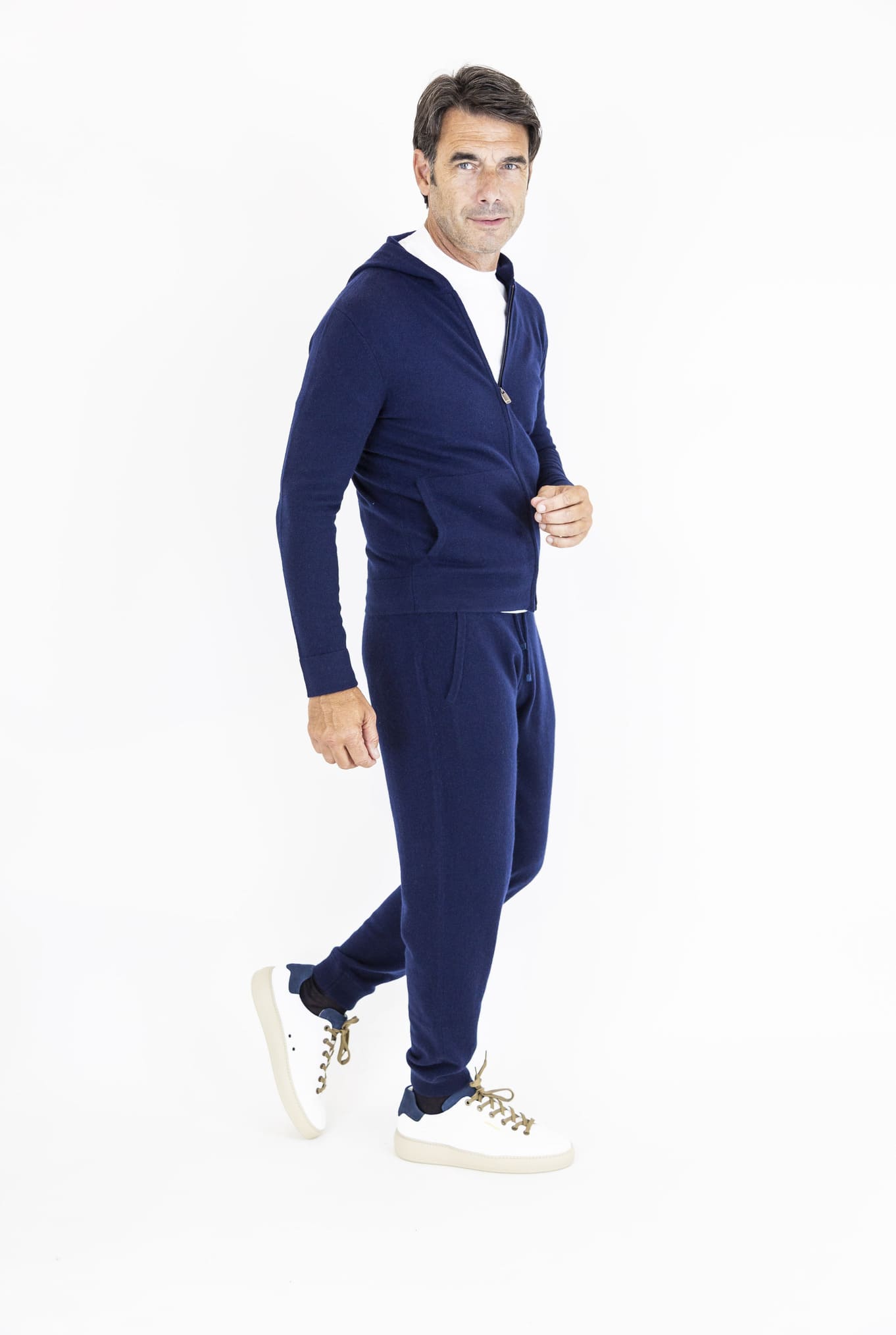 BRAMANI Felpa Cappuccio Cashmere Blu Navy