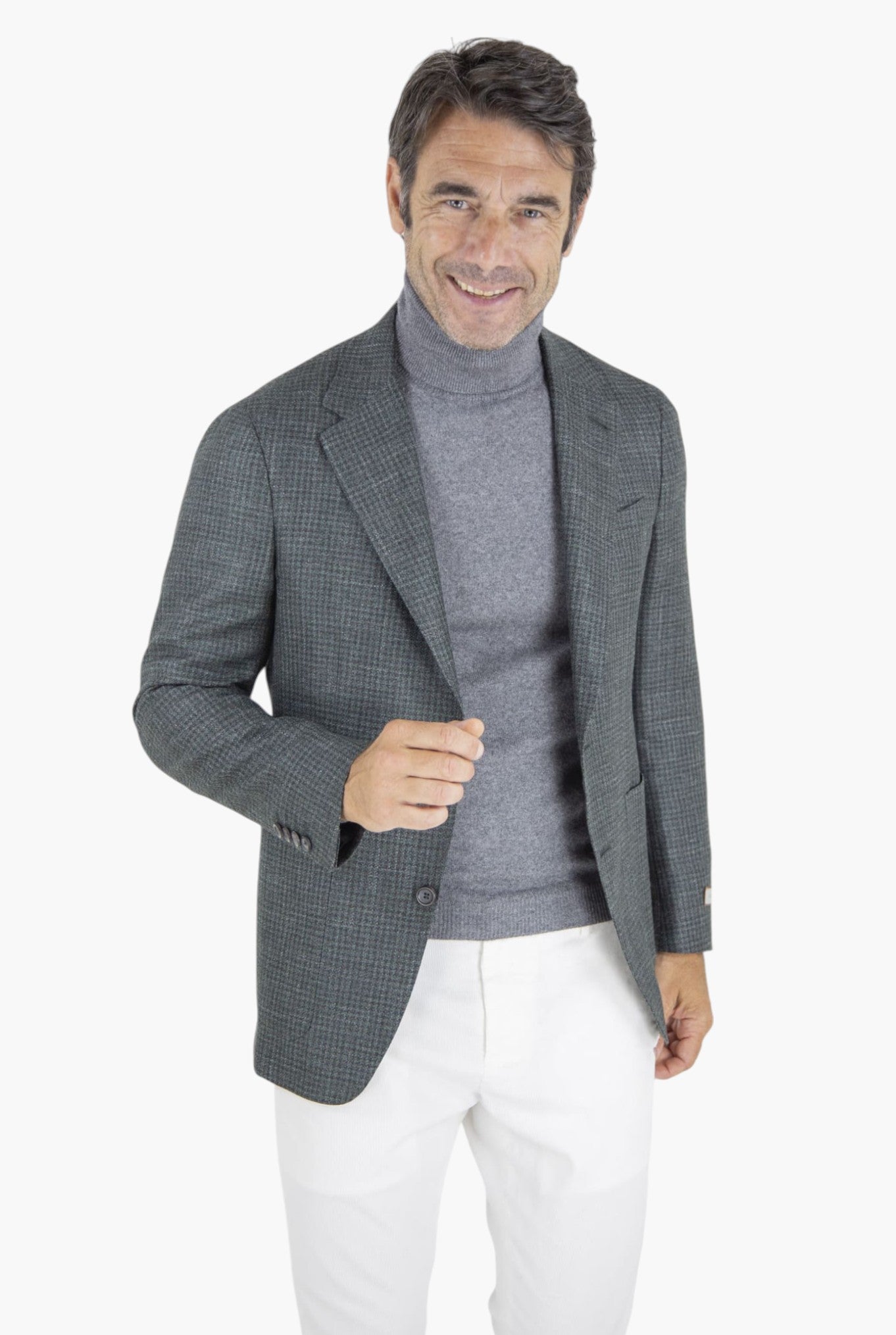 Houndstooth Jacket Wool Silk Linen