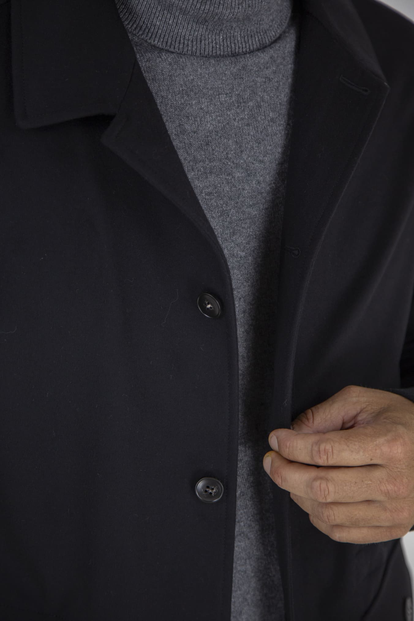 Dark Blue Super 170's Wool and Cashmere Overshirt