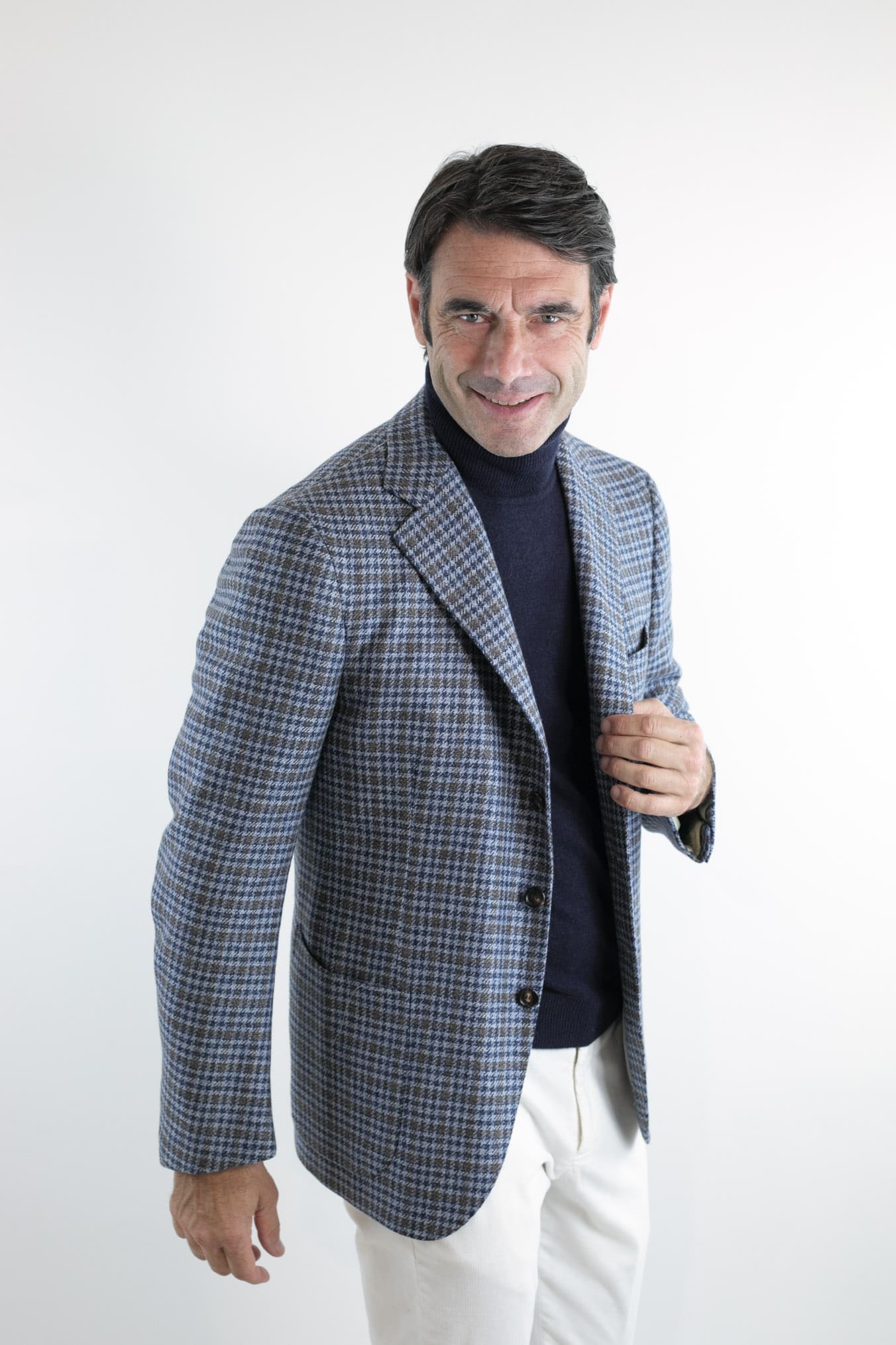 CESARE ATTOLINI Giacca Monopetto Pied de Poule Cashmere