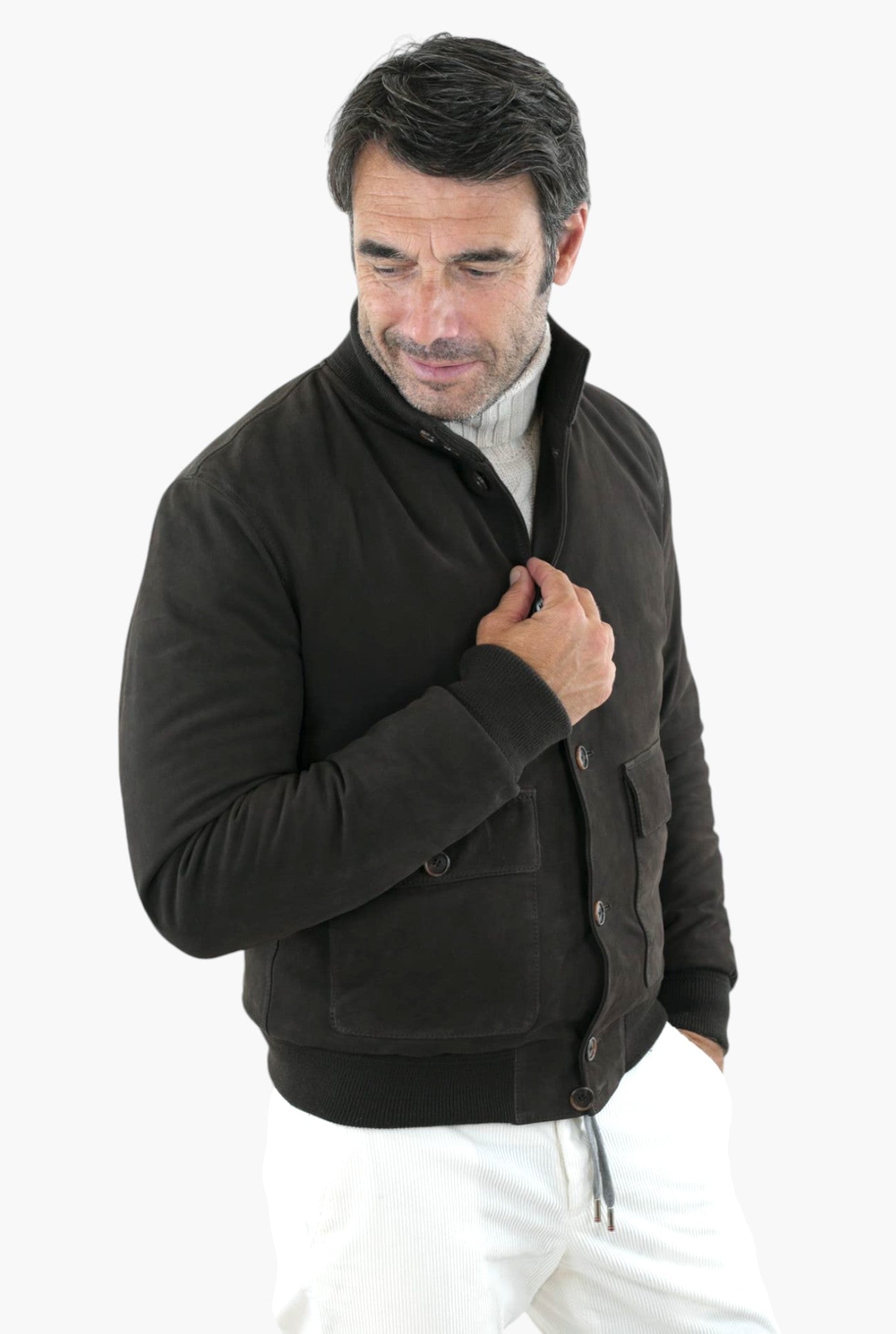 MANDELLI Cappotto in Jersey di Cashmere Cappuccio Removibile Blu