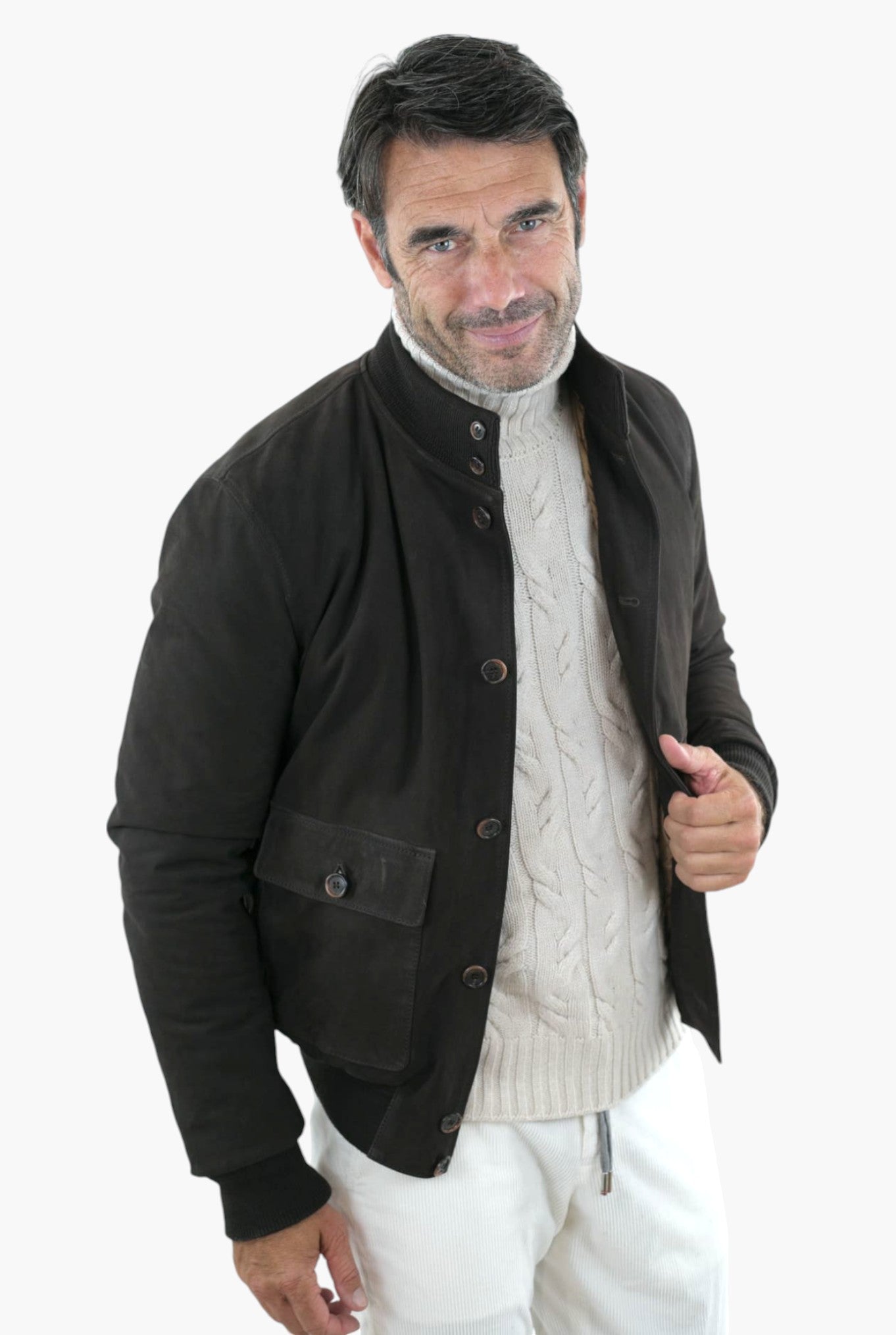 MANDELLI Cappotto in Jersey di Cashmere Cappuccio Removibile Blu