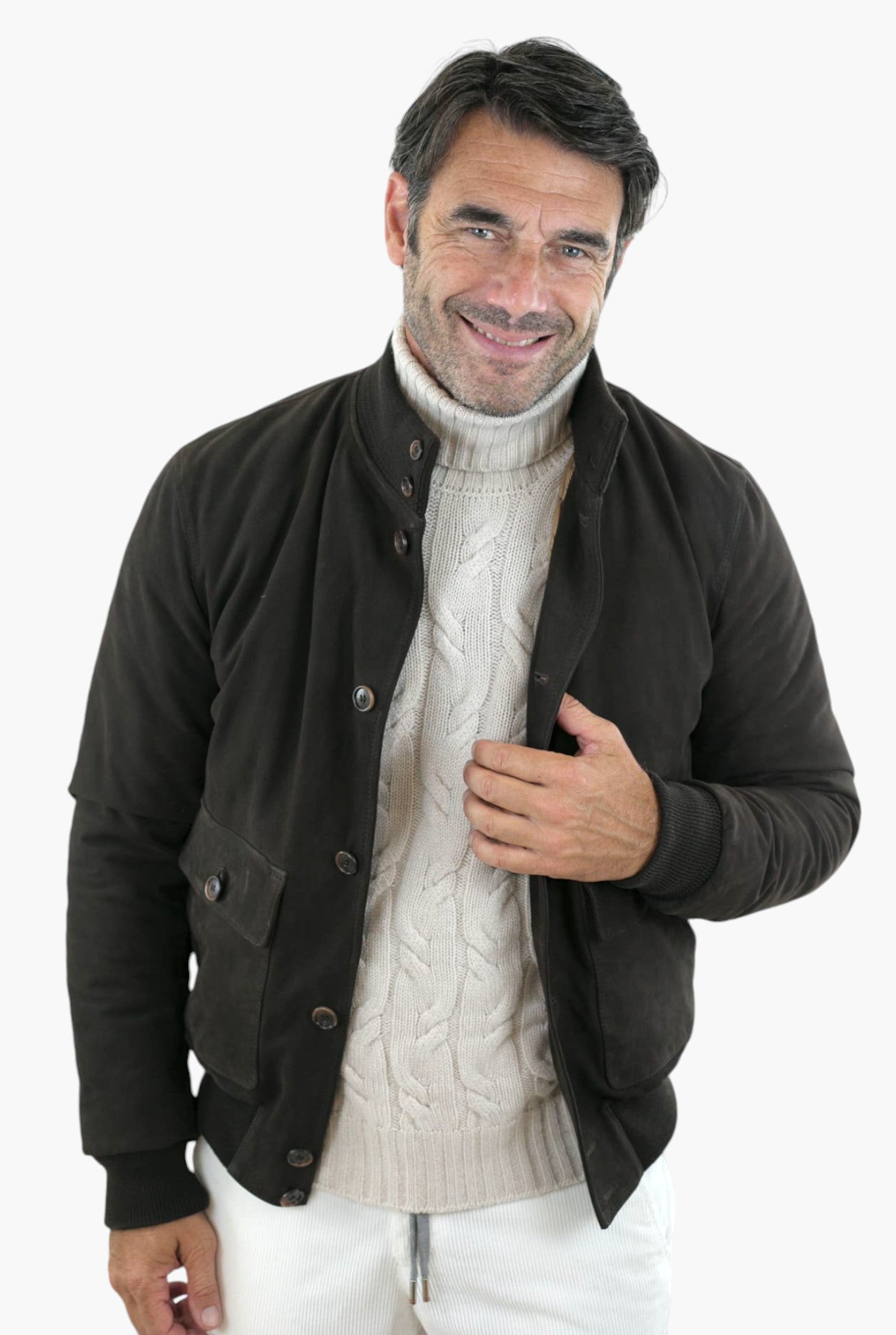 MANDELLI Cappotto in Jersey di Cashmere Cappuccio Removibile Blu