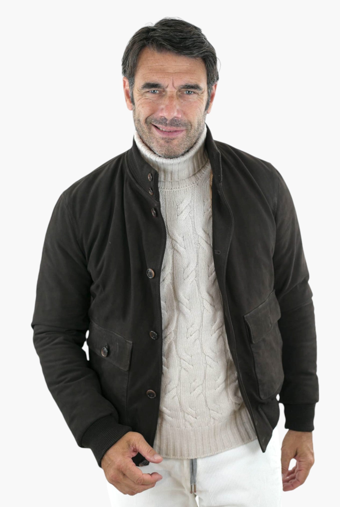 MANDELLI Cappotto in Jersey di Cashmere Cappuccio Removibile Blu