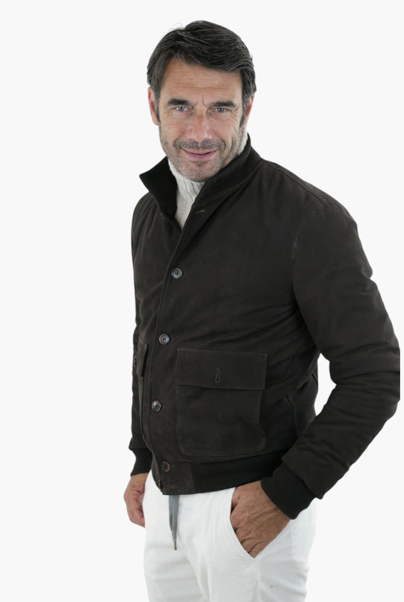 MANDELLI Cappotto in Jersey di Cashmere Cappuccio Removibile Blu