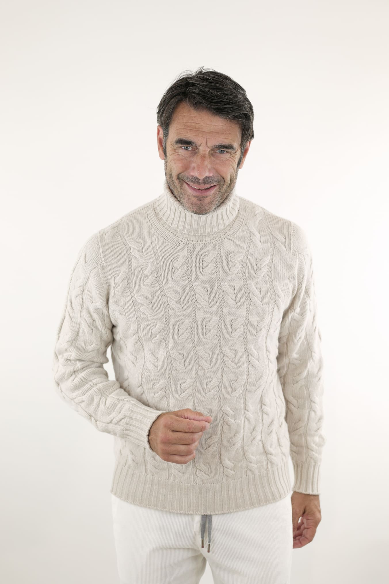 MANDELLI Cappotto in Jersey di Cashmere Cappuccio Removibile Blu