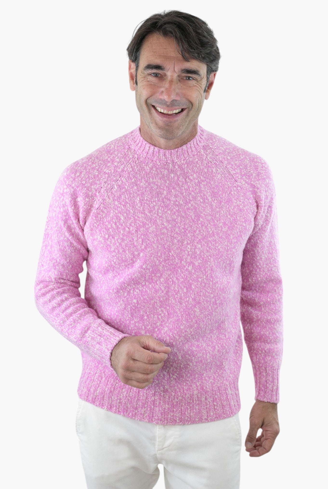 Maglia Girocollo Lambswool Rosa Mèlange